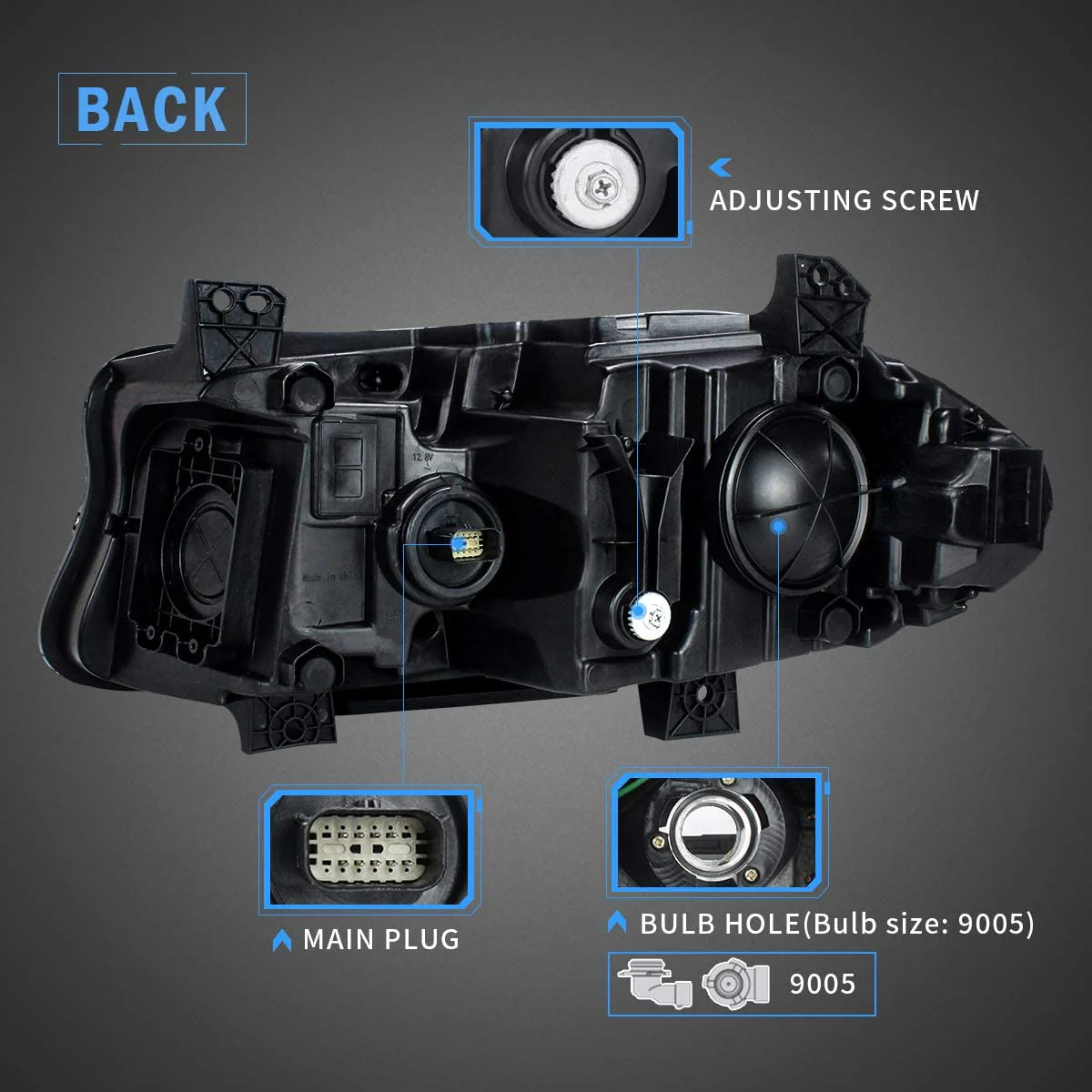 VLAND Dual Beam Projector Headlights For Dodge Charger 2015-2023 - Image 3