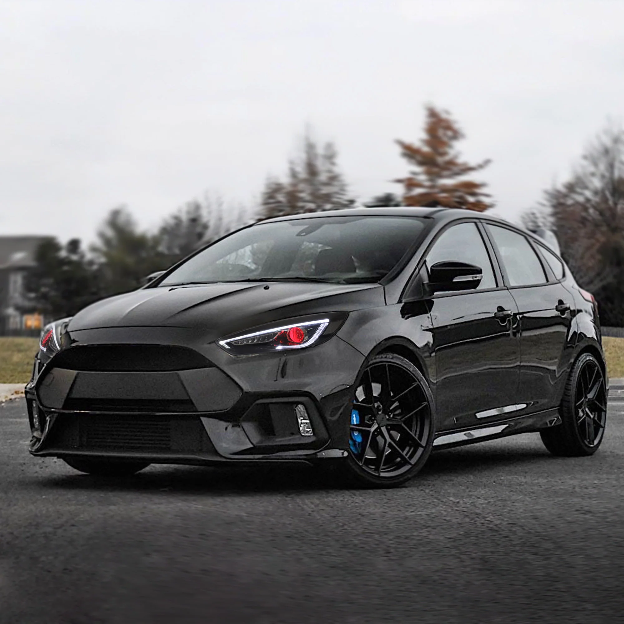 VLAND LED Headlights for Ford Focus 2015-2019 with Blue DRL and Red Demon Eyes Sequential - Image 13