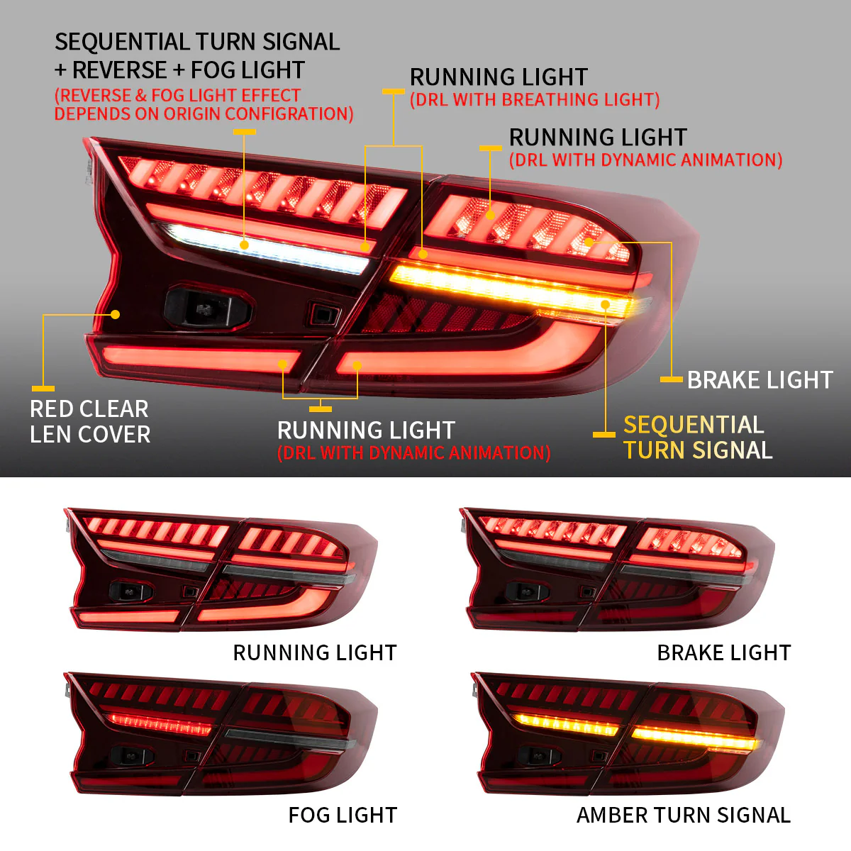 VLAND LED Tail Lights For Honda Accord 10th 2018-2022 - Image 3