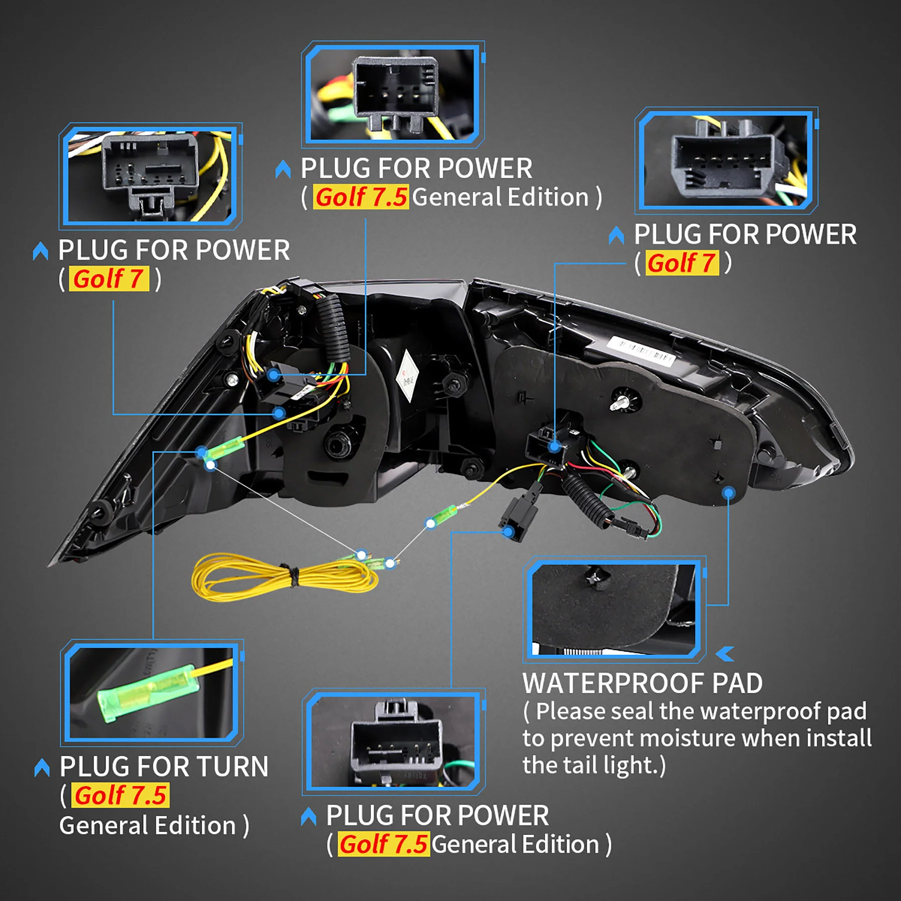 VLAND LED Taillights for Volkswagen Golf 7 MK7 MK7.5 2015-2021 (Europe is 2013-2019) - Image 7