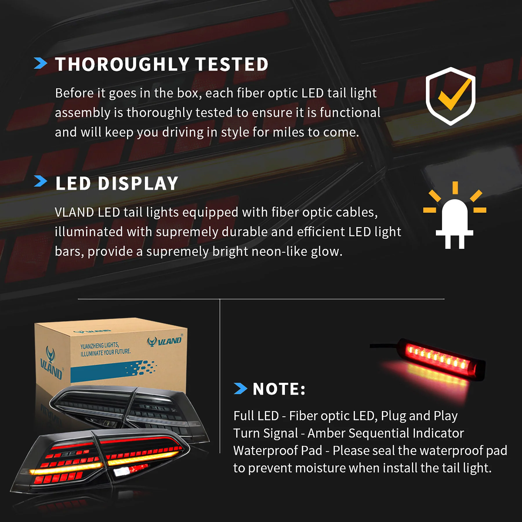VLAND LED Taillights for Volkswagen Golf 7 MK7 MK7.5 2015-2021 (Europe is 2013-2019) - Image 9