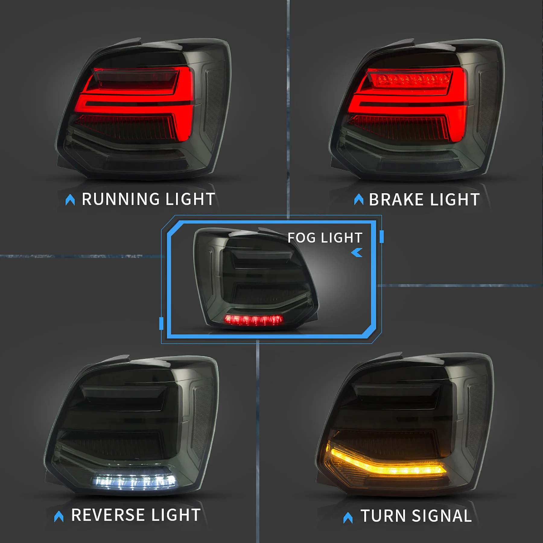 VLAND Taillights for Volkswagen Polo MK5 2009-2017 with Sequential indicators - Image 4