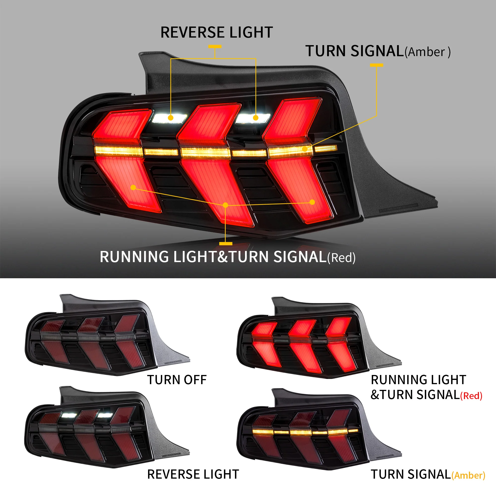 VLAND Full LED 7-Model Tail Lights For Ford Mustang 2010 2011 2012 - Image 3
