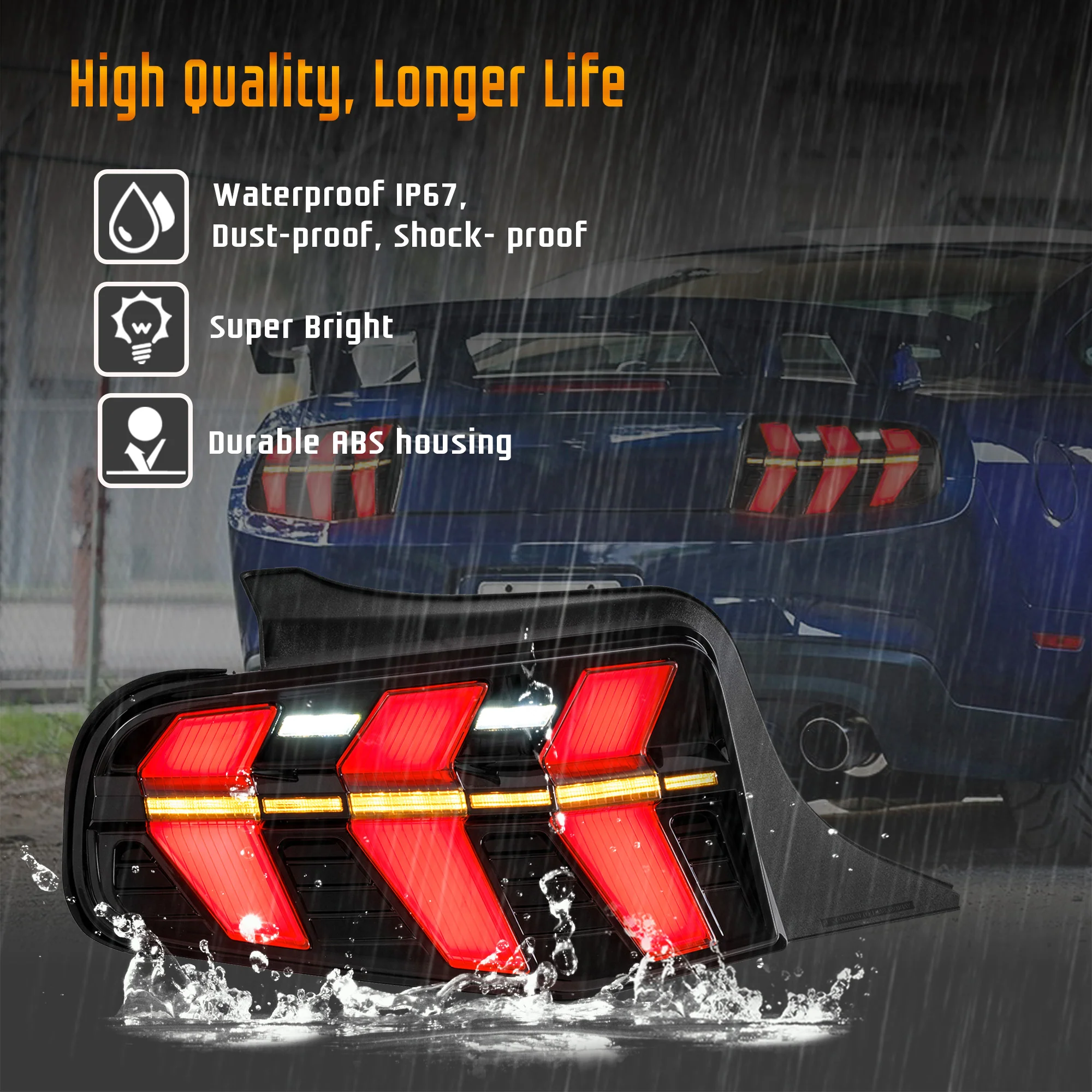 VLAND Full LED 7-Model Tail Lights For Ford Mustang 2010 2011 2012 - Image 8