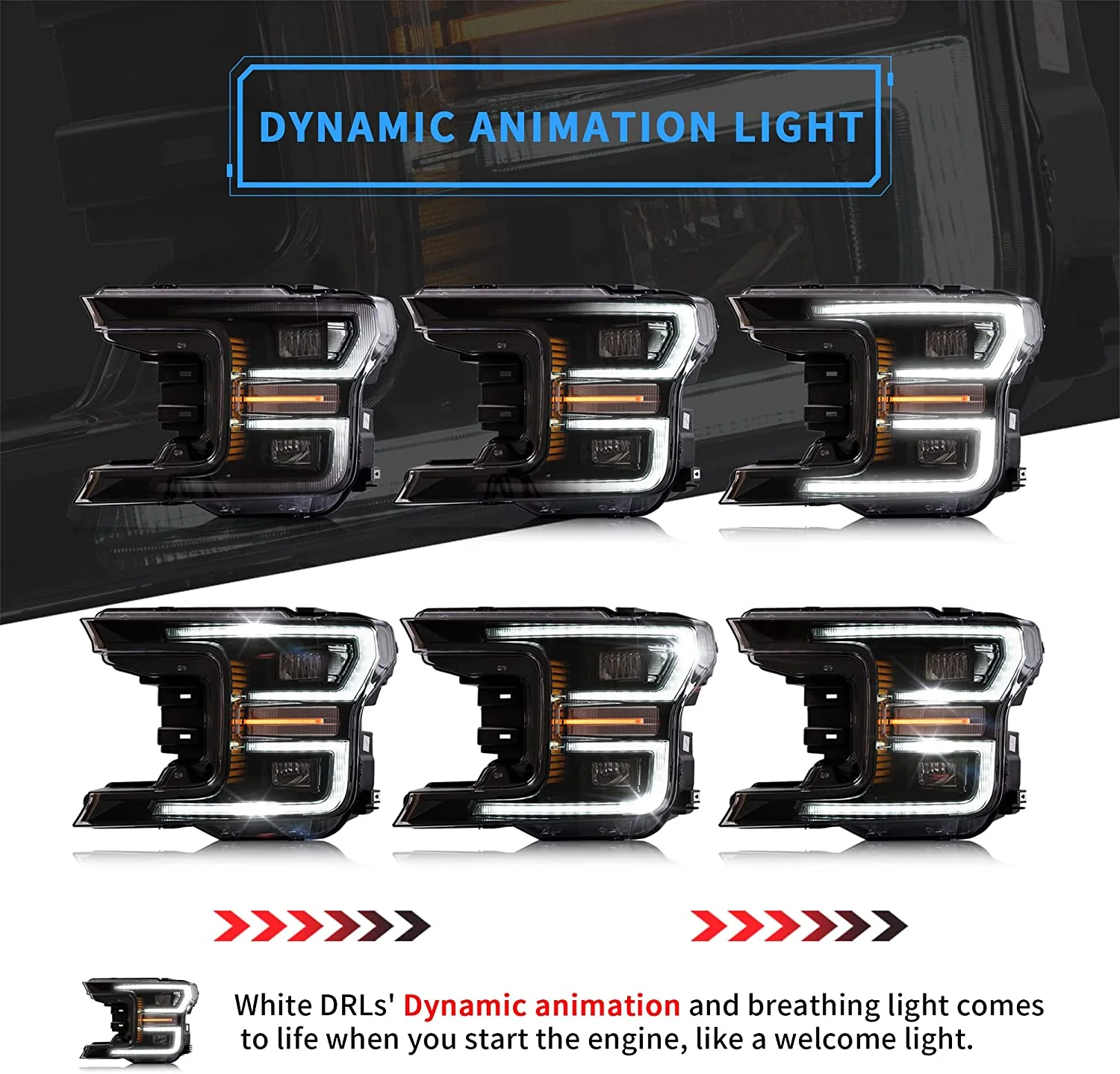 VLAND Full LED Headlights For F150 2018-2020 w/Dynamic Animation - Image 2