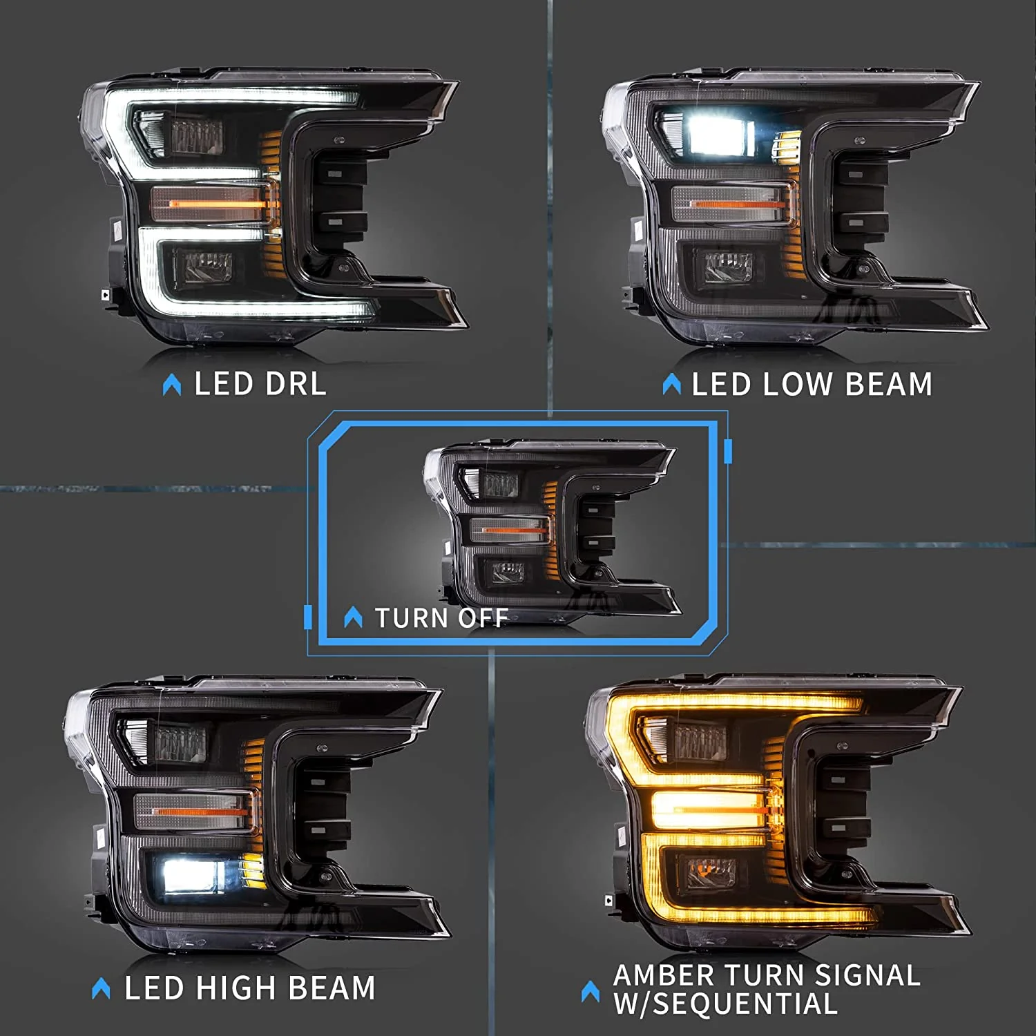 VLAND Full LED Headlights For F150 2018-2020 w/Dynamic Animation - Image 5