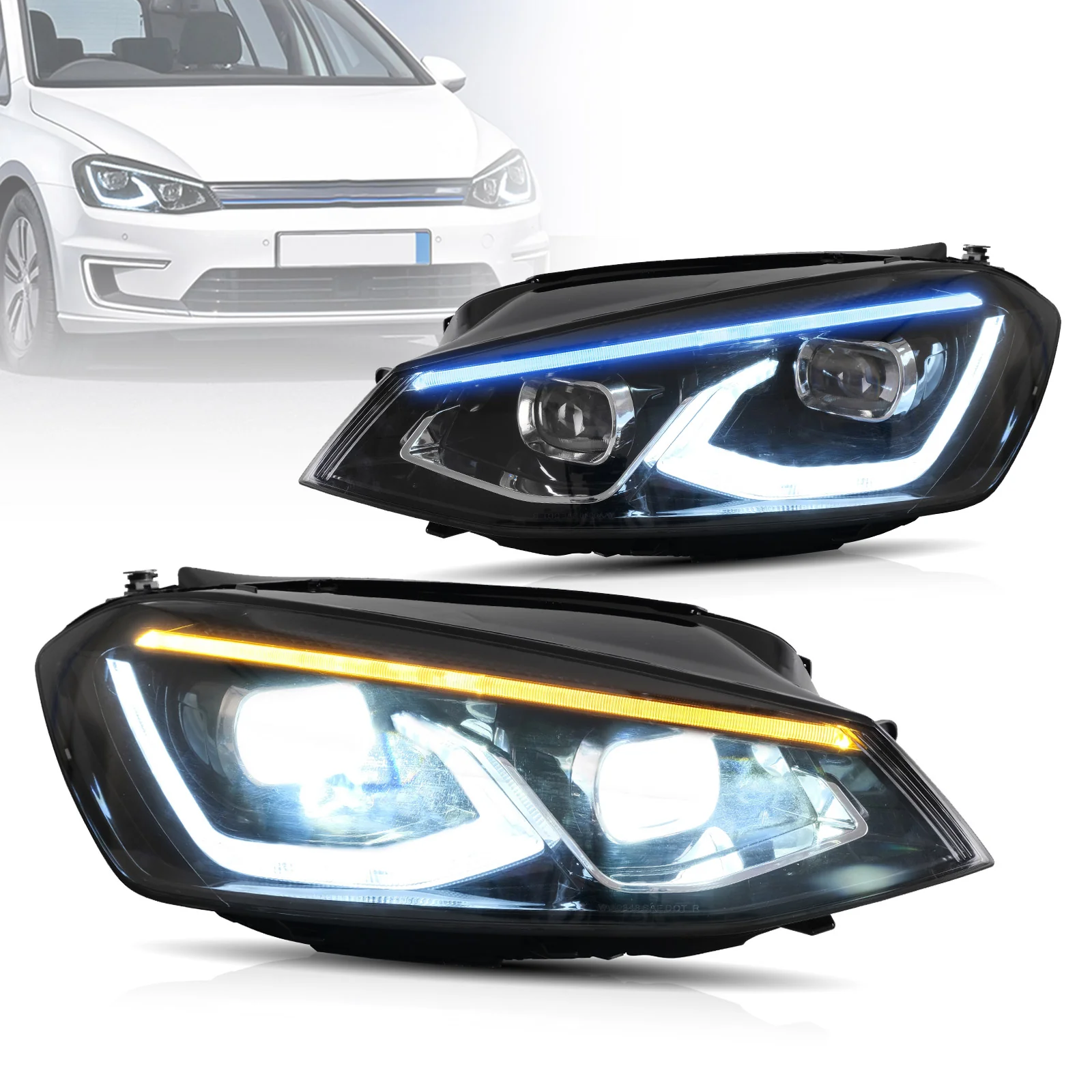 VLAND LED Front lights For 2015-2017 Volkswagen Golf MK7 Halogen Headlights Models (Europe is 2013-2016)