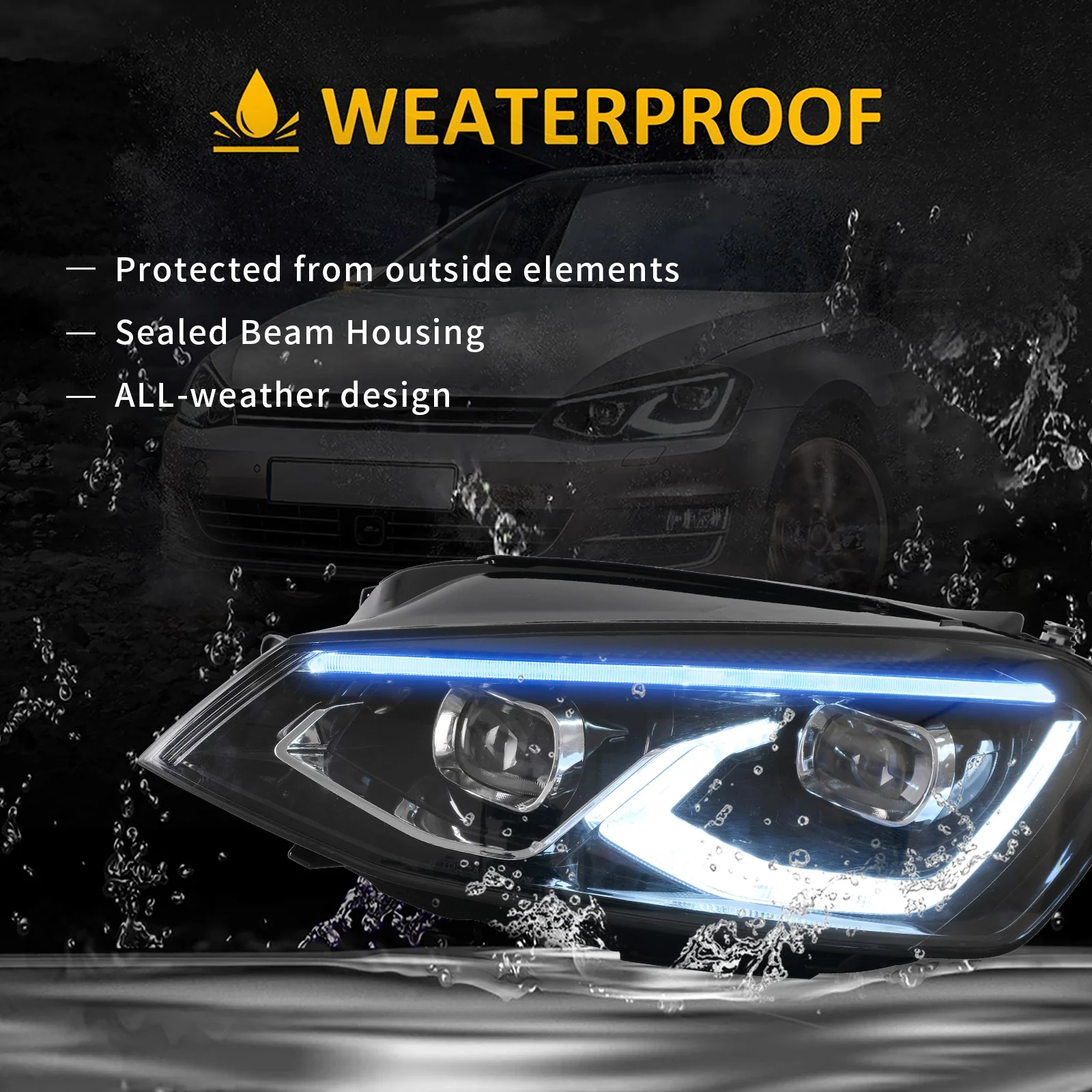 VLAND LED Front lights For 2015-2017 Volkswagen Golf MK7 Halogen Headlights Models (Europe is 2013-2016) - Image 6