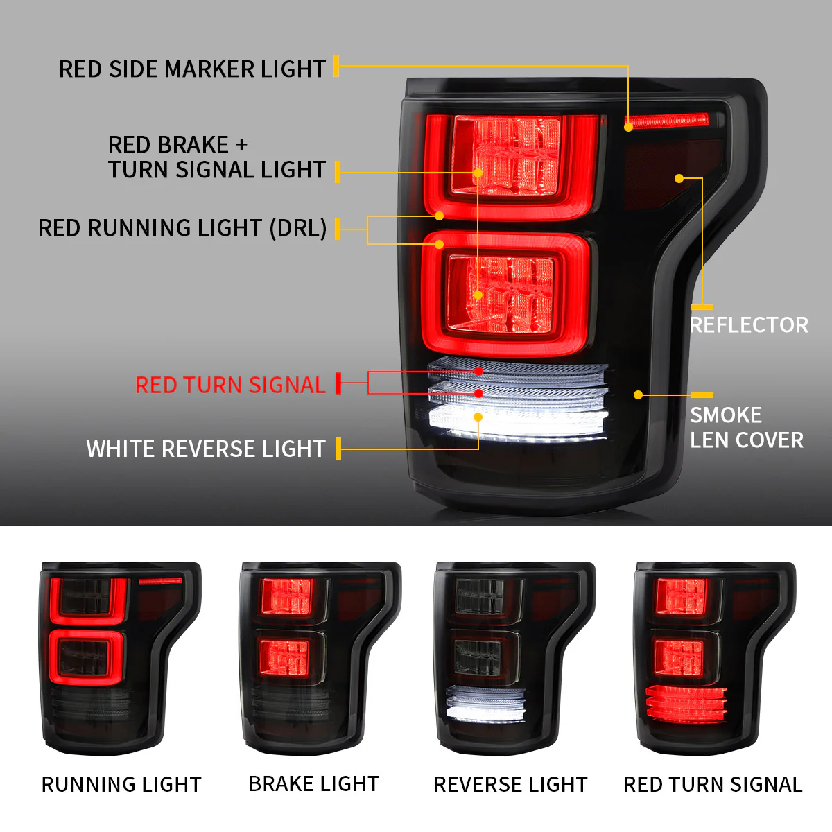 VLAND Full LED Tail Lights for Ford F150 2015-2020 - Image 5