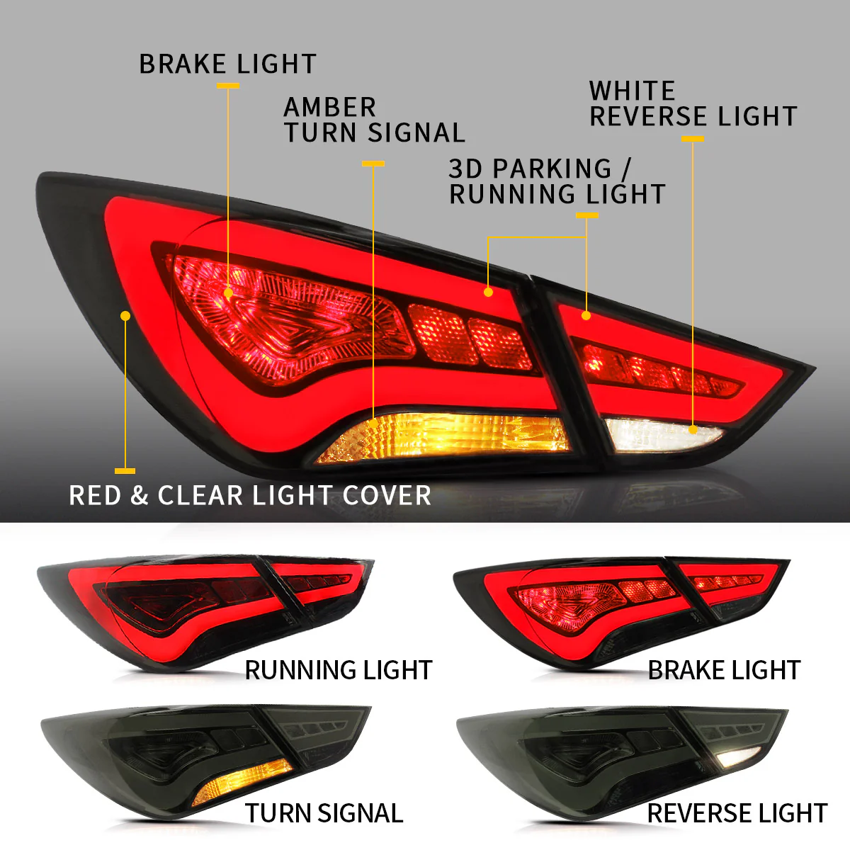 VLAND Full LED Tail Lights For 2011-2014 Hyundai Sonata 6th Gen Sedan - Image 2