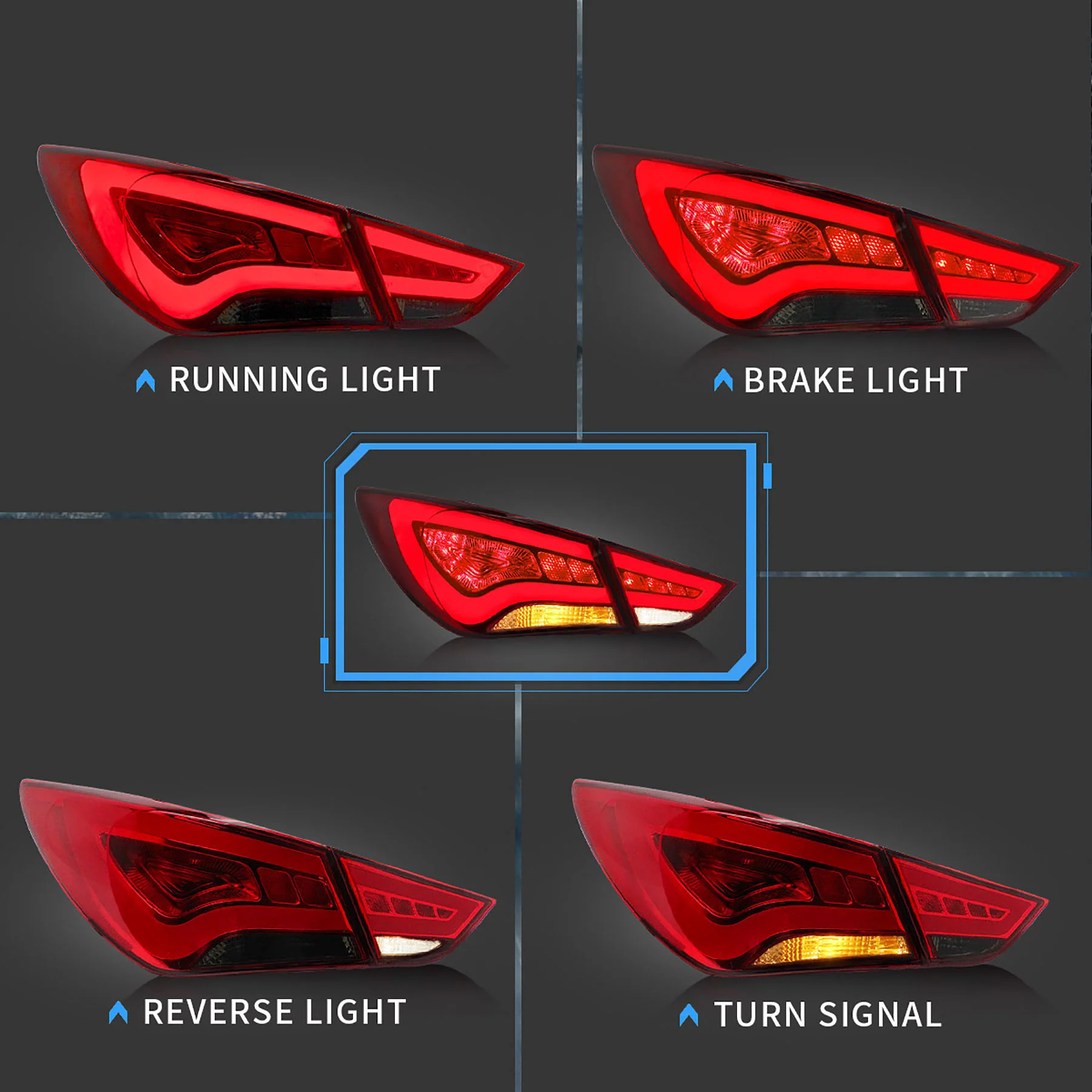 VLAND Full LED Tail Lights For 2011-2014 Hyundai Sonata 6th Gen Sedan - Image 4