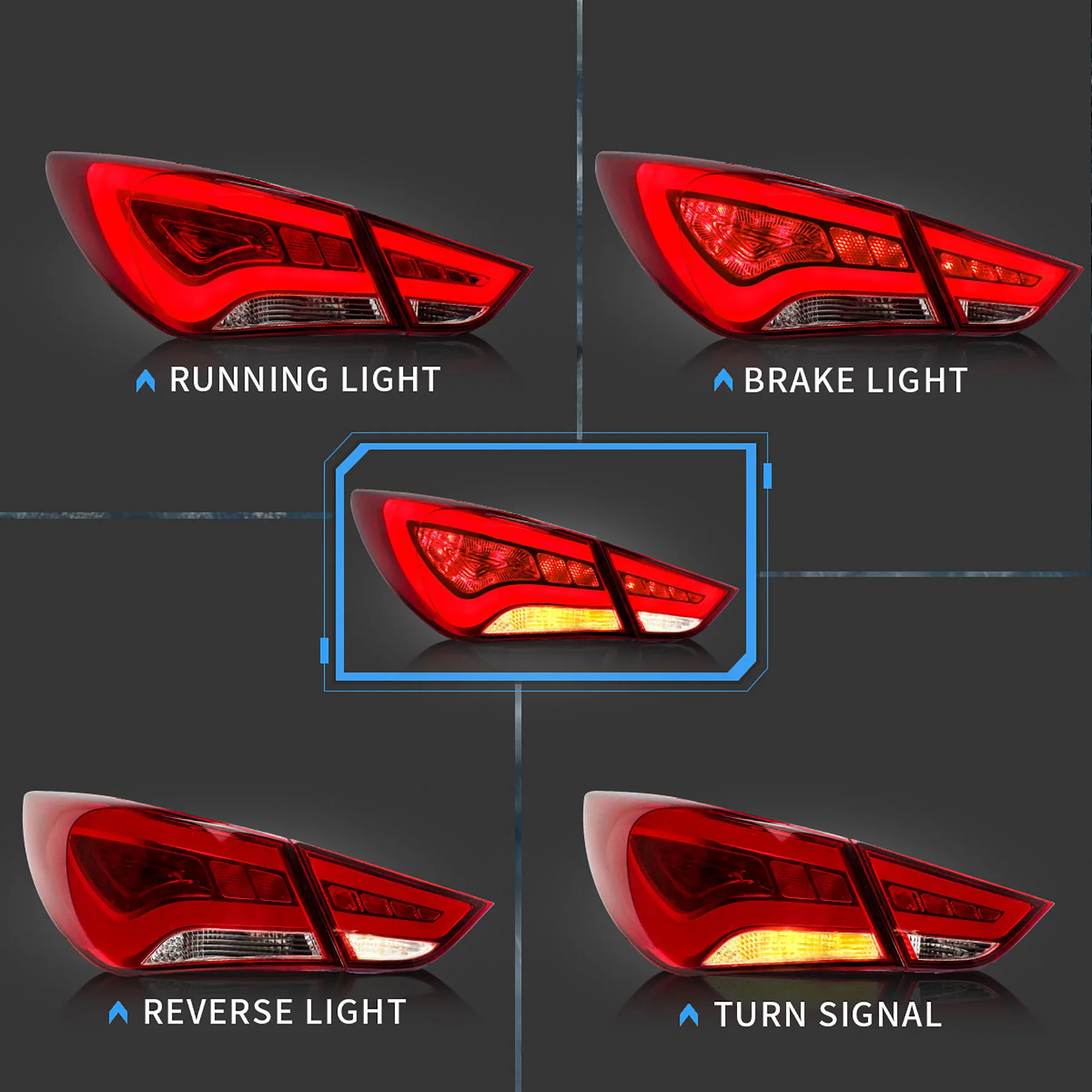 VLAND Full LED Tail Lights For 2011-2014 Hyundai Sonata 6th Gen Sedan - Image 5