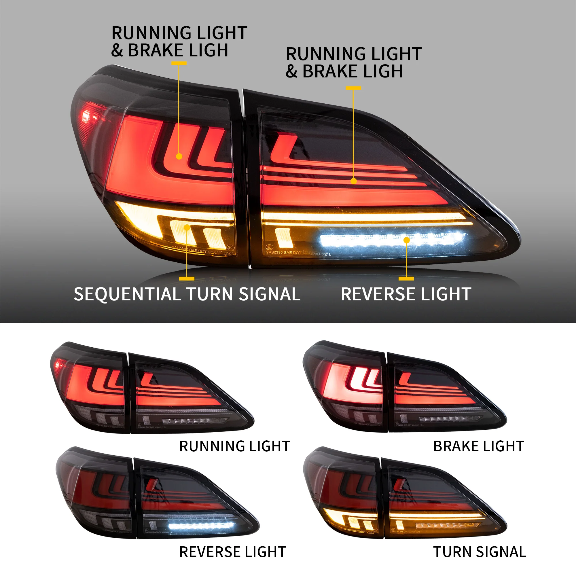 VLAND Full LED Tail Lights For Lexus RX 270/330/350/450H 2009-2015 With Start-up Animation - Image 4