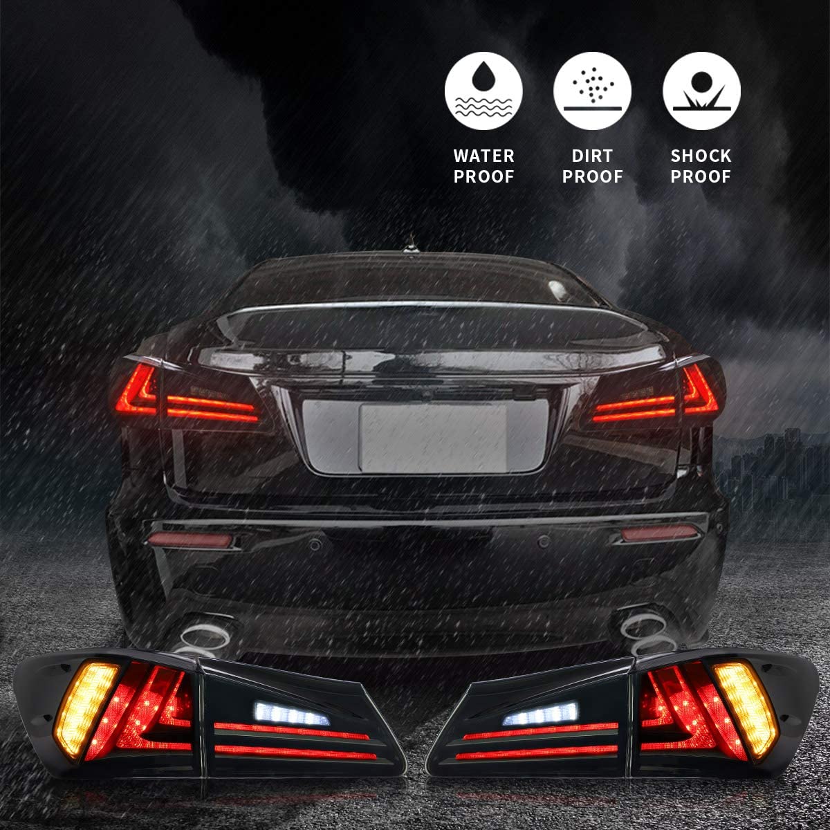 VLAND Full LED Tail Lights for Lexus IS250 IS350 2005-2013 IS 220d and ISF Model - Image 9