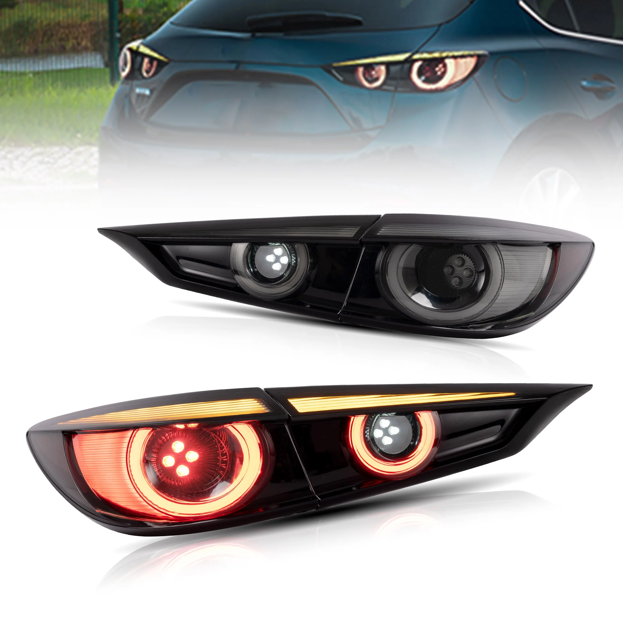 VLAND Full LED Tail Lights for Mazda 3 Axela Sedan 2014-2018 (Sequential Turn Signals w/ Dynamic Welcome Lighting) - Image 11