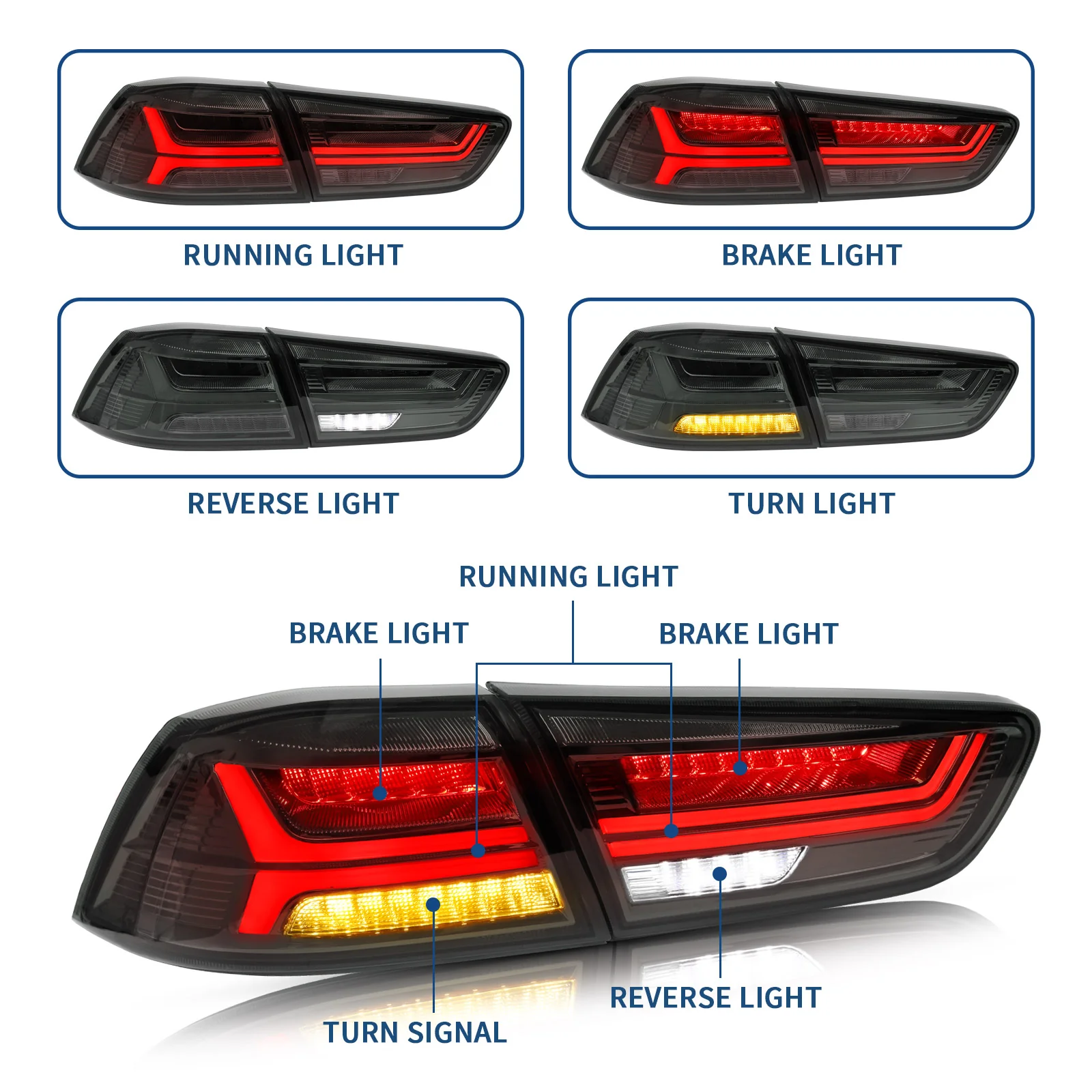 VLAND Full LED Tail Lights For Mitsubishi Lancer EVO X 2008-2017 - Image 10