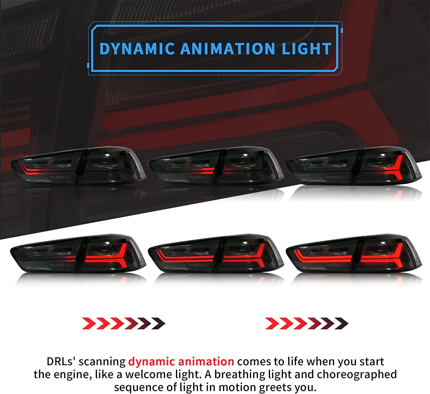 VLAND Full LED Tail Lights For Mitsubishi Lancer EVO X 2008-2017 - Image 12