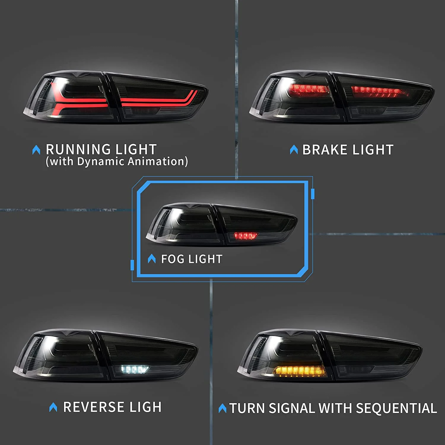 VLAND Full LED Tail Lights For Mitsubishi Lancer EVO X 2008-2017 - Image 14