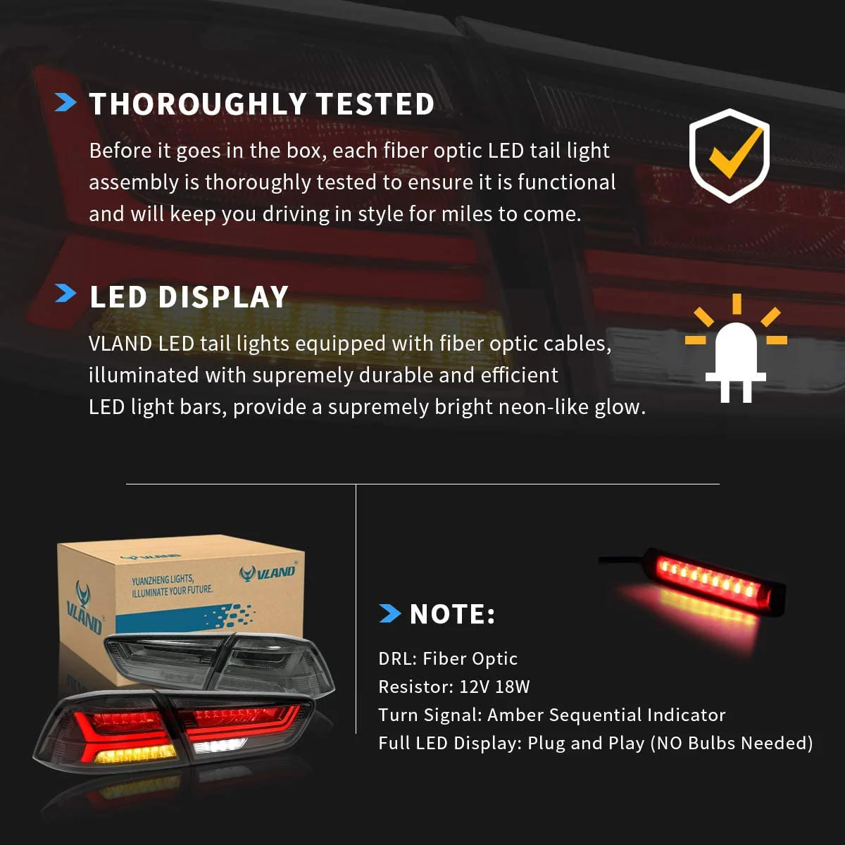 VLAND Full LED Tail Lights For Mitsubishi Lancer EVO X 2008-2017 - Image 23