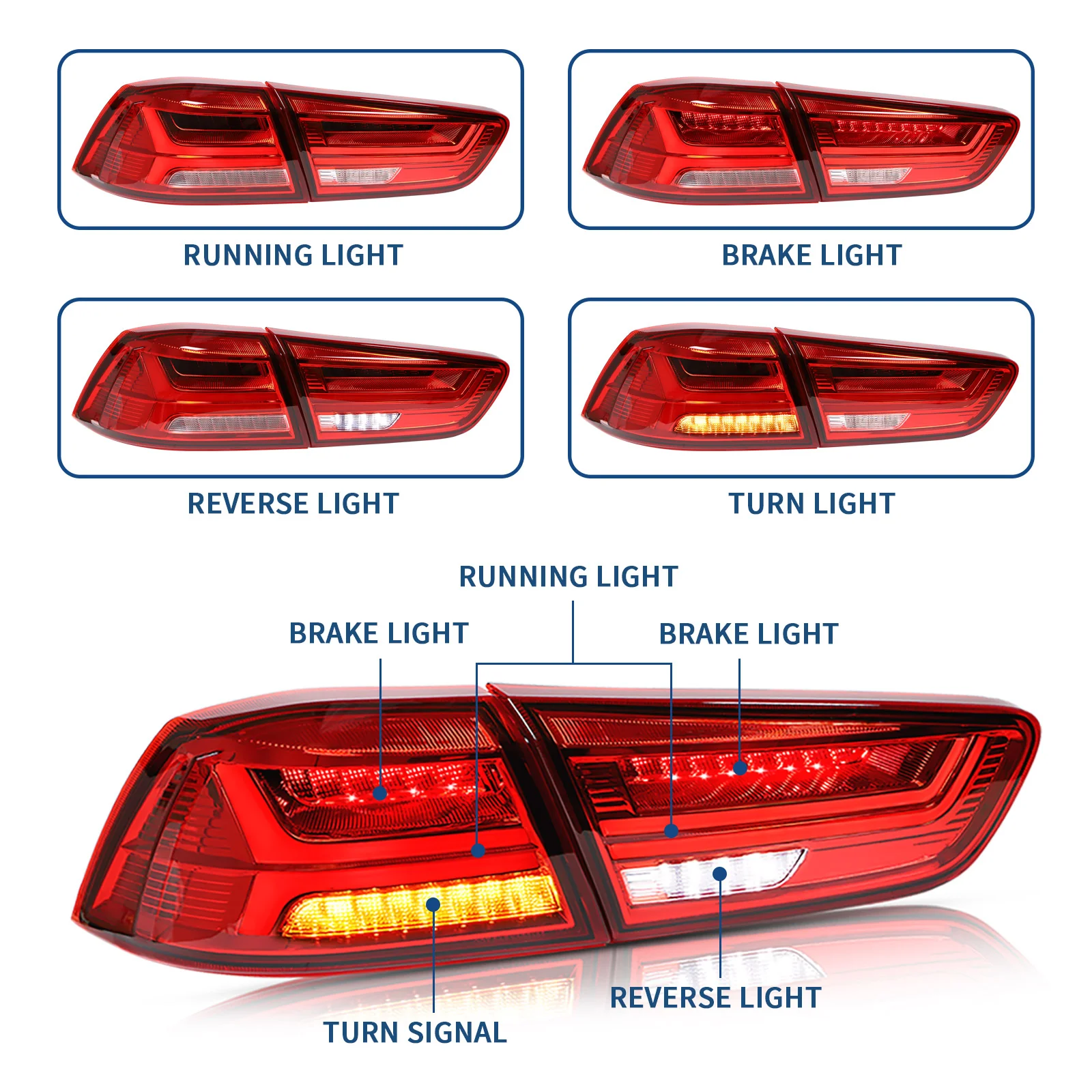 VLAND Full LED Tail Lights For Mitsubishi Lancer EVO X 2008-2017 - Image 5