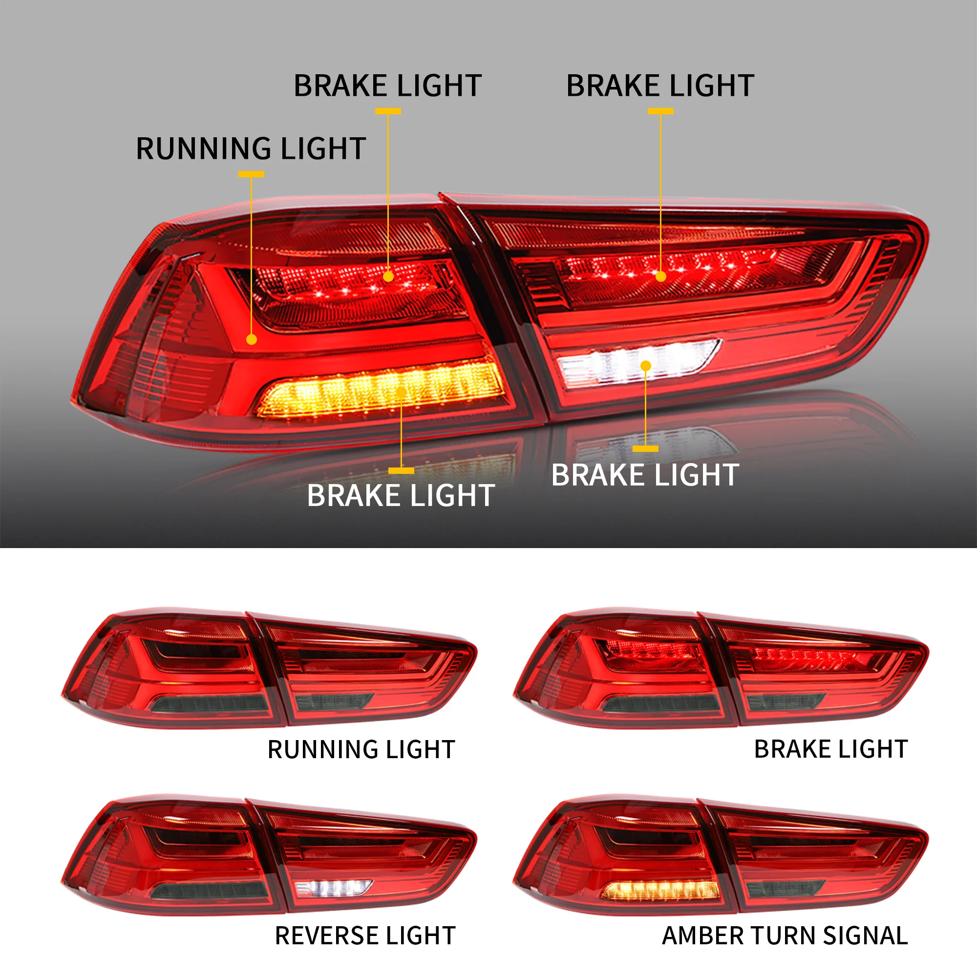 VLAND Full LED Tail Lights For Mitsubishi Lancer EVO X 2008-2017 - Image 8