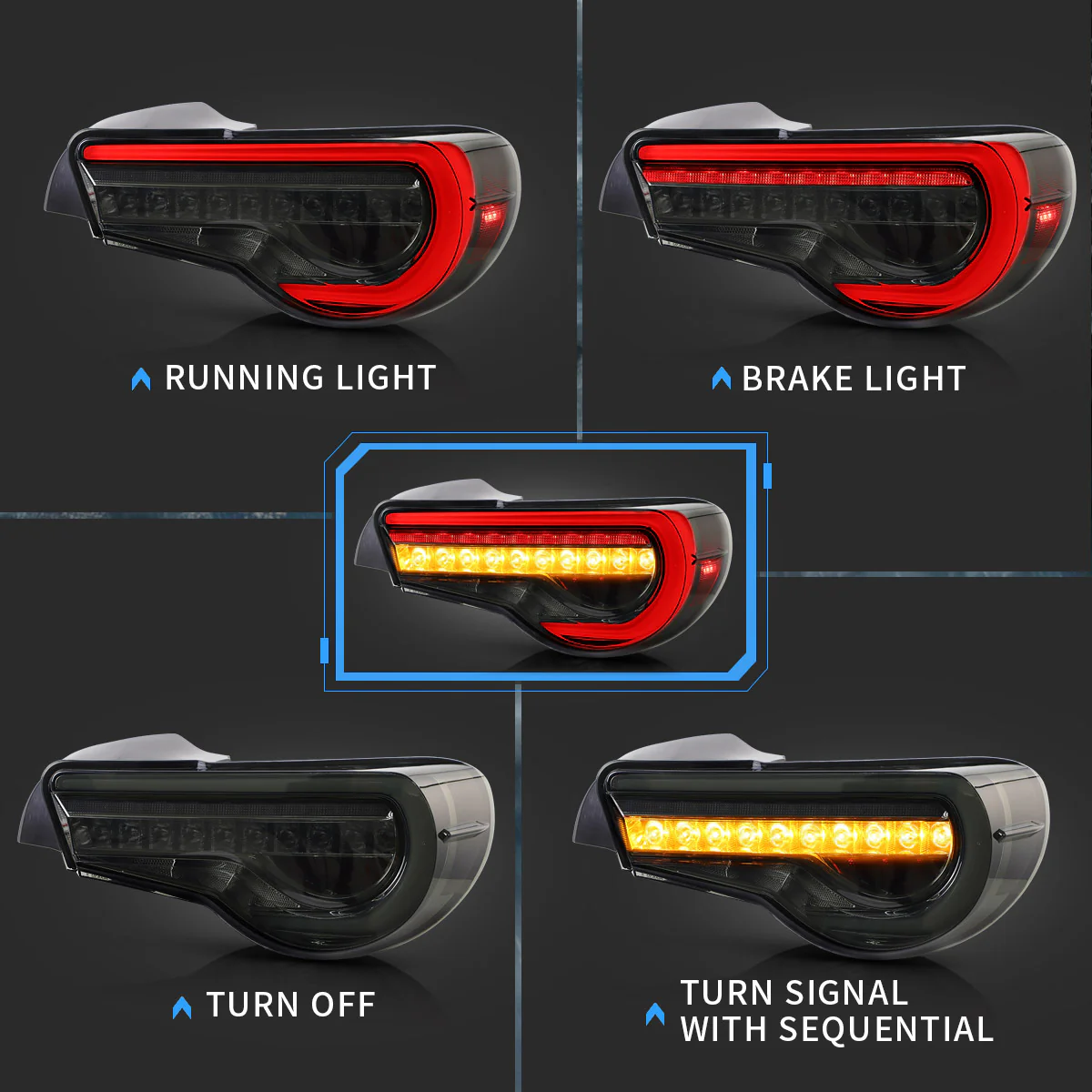 VLAND Full LED Tail Lights for 2012-2020 Toyota 86 GT86,Subaru BRZ, Scion FR-S - Image 3