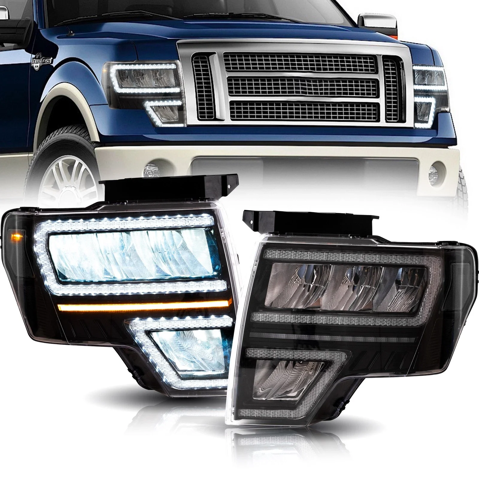 VLAND Full LED Headlights For Ford F150 2009-2014 (Fit For Factory Xenon & Halogen Models) - Image 2