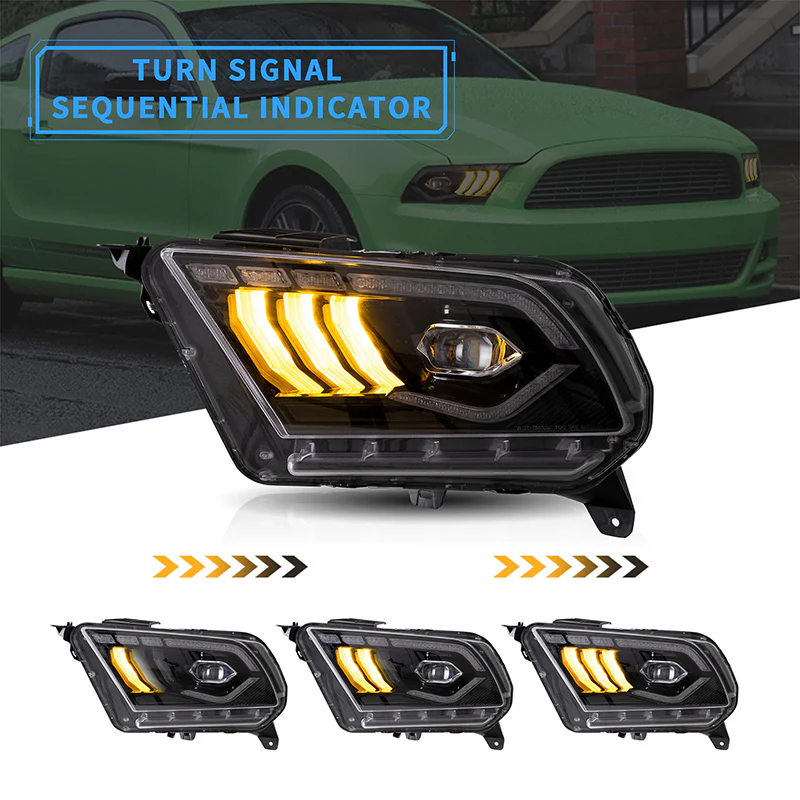 VLAND LED Headlights For Ford Mustang 2010-2014 With Sequential Turn Signals - Image 3