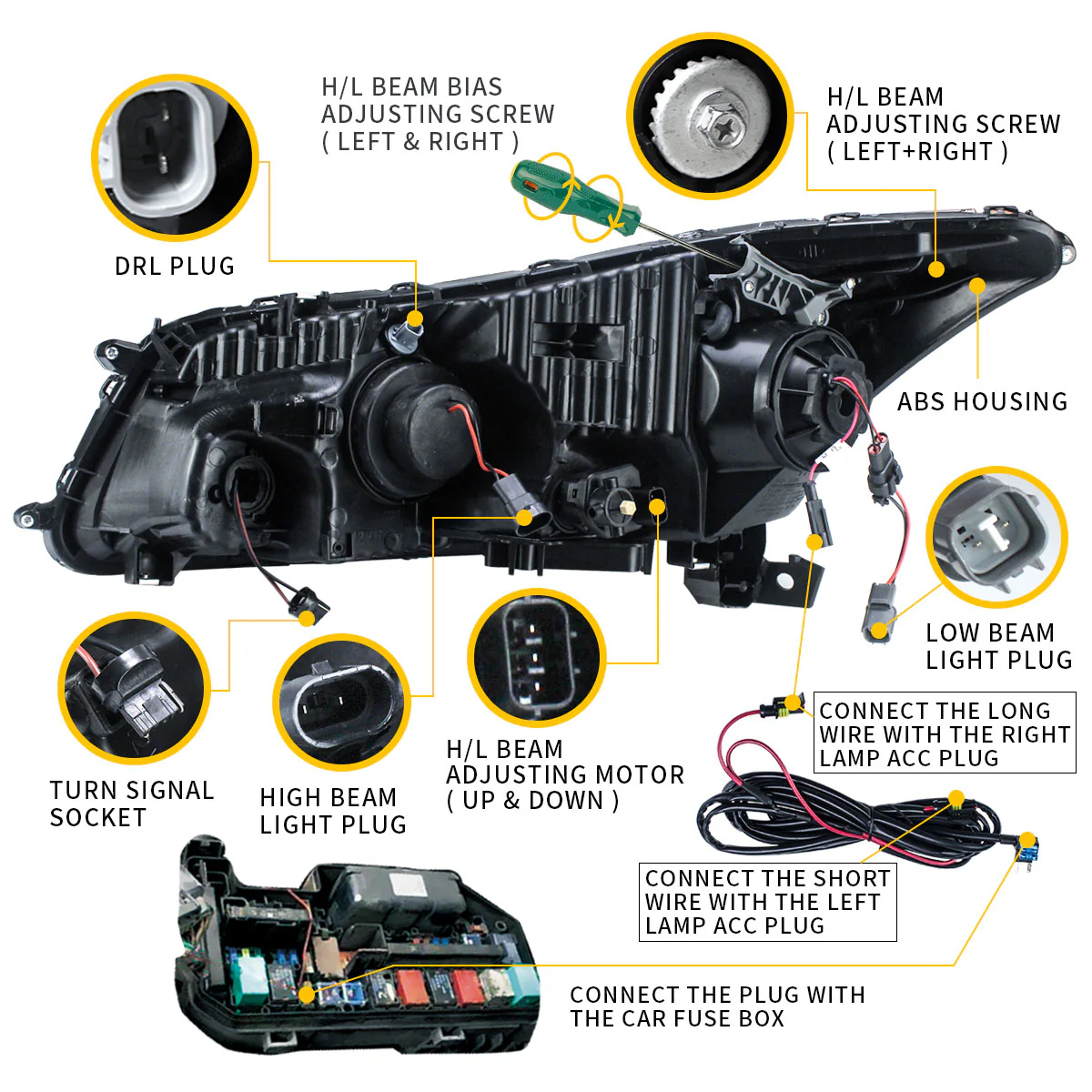VLAND Dual Beam Headlights For Honda Accord 2008-2012 - Image 5