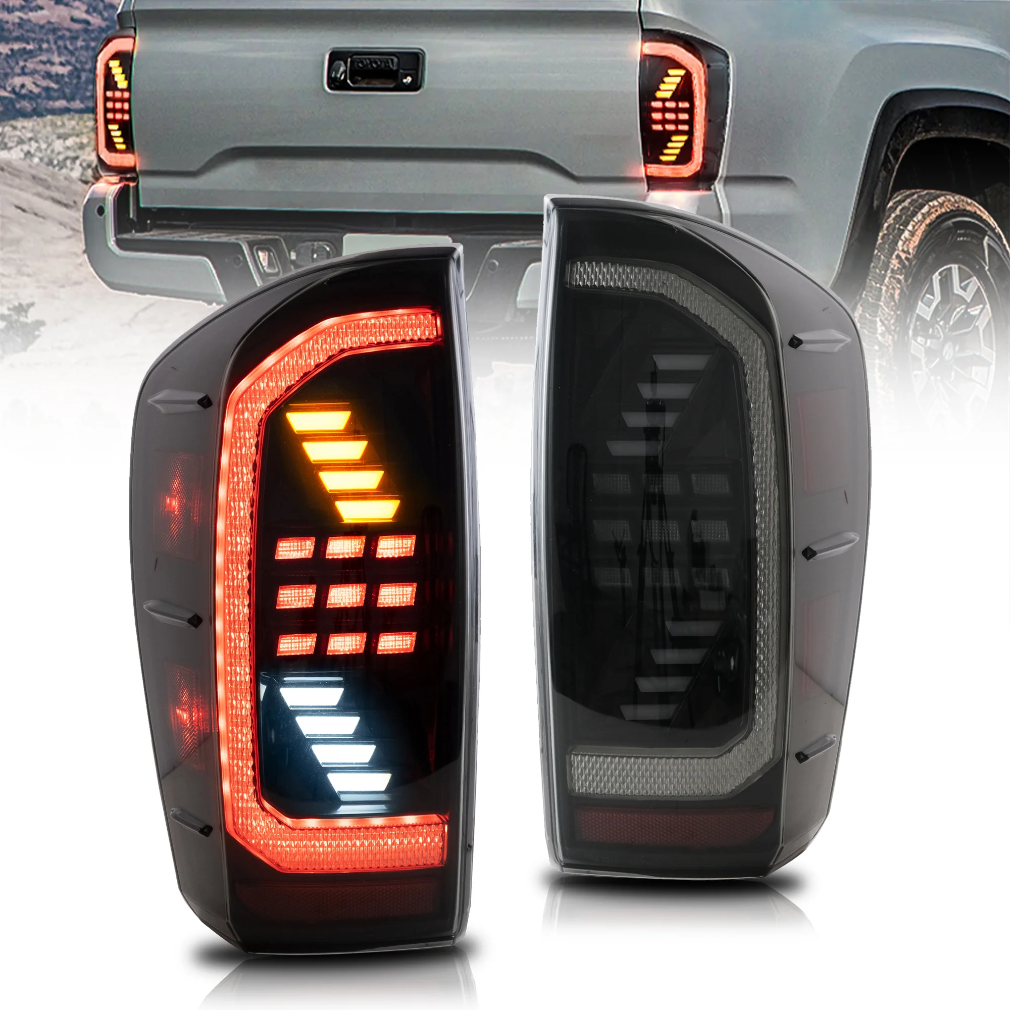 VLAND LED Tail Lights For Toyota Tacoma 2016-2023 W/Sequential Red Turn Signals