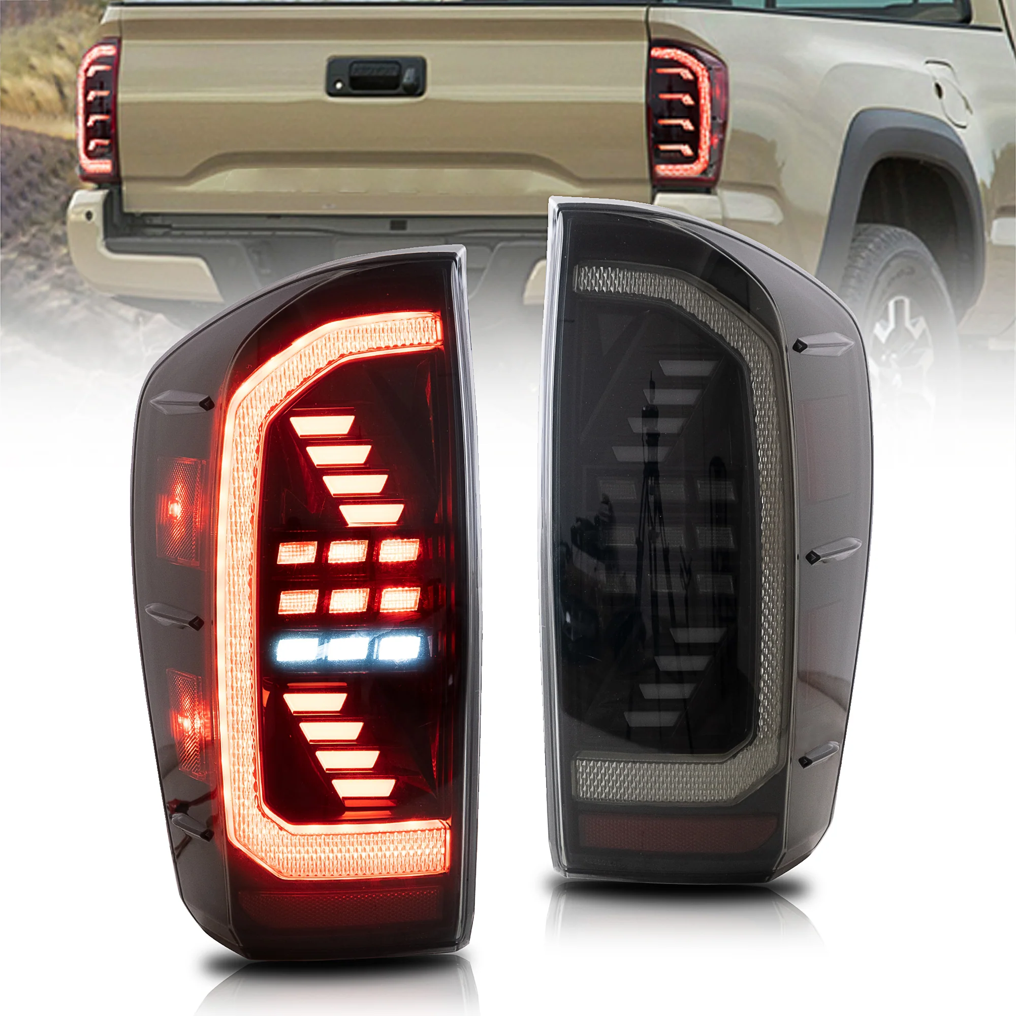VLAND LED Tail Lights For Toyota Tacoma 2016-2023 W/Sequential Red Turn Signals - Image 5
