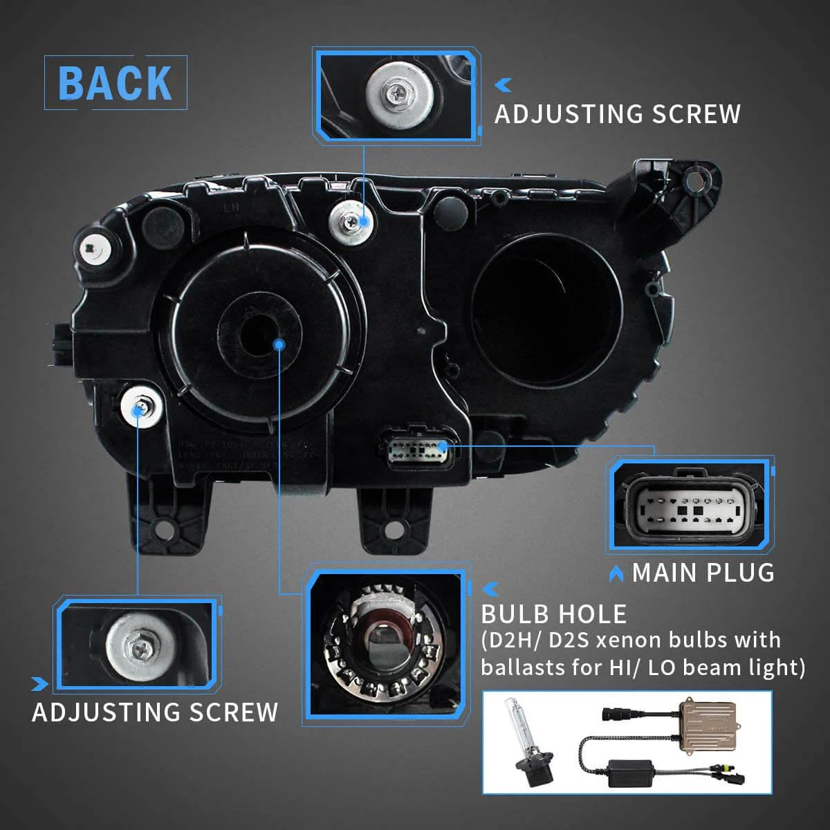VLAND Dual Beam LED Headlights For Dodge Challenger 2015-2023 - Image 3