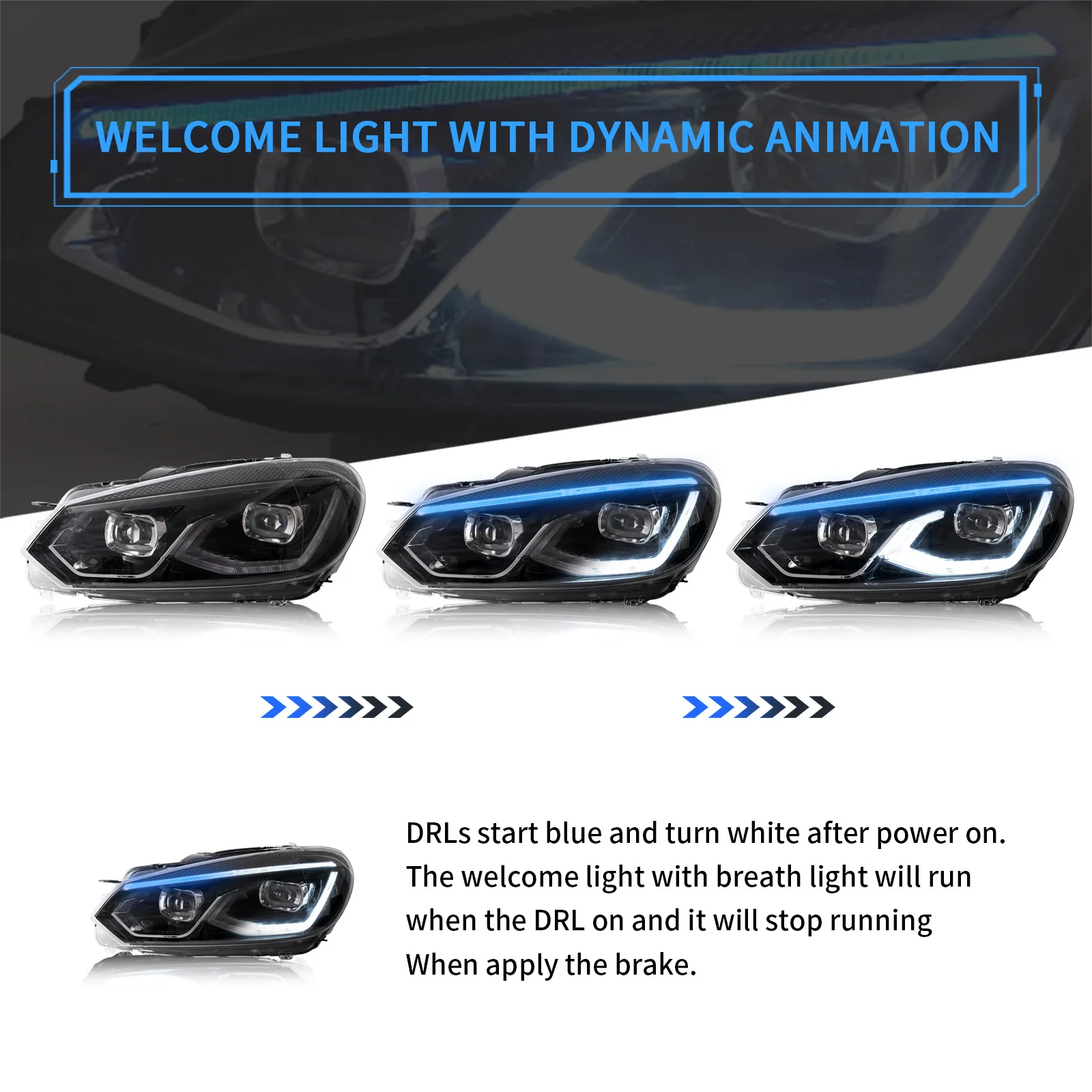 VLAND LED Projector Headlights Head Lamps For Volkswagen VW Golf MK6 2009-2014(Europe is 2008-2012) - Image 6