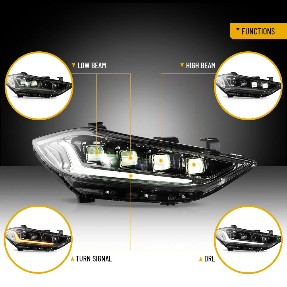 VLAND LED Headlight For 2017-2018 Hyundai Elantra W/Sequential Turn - Image 8