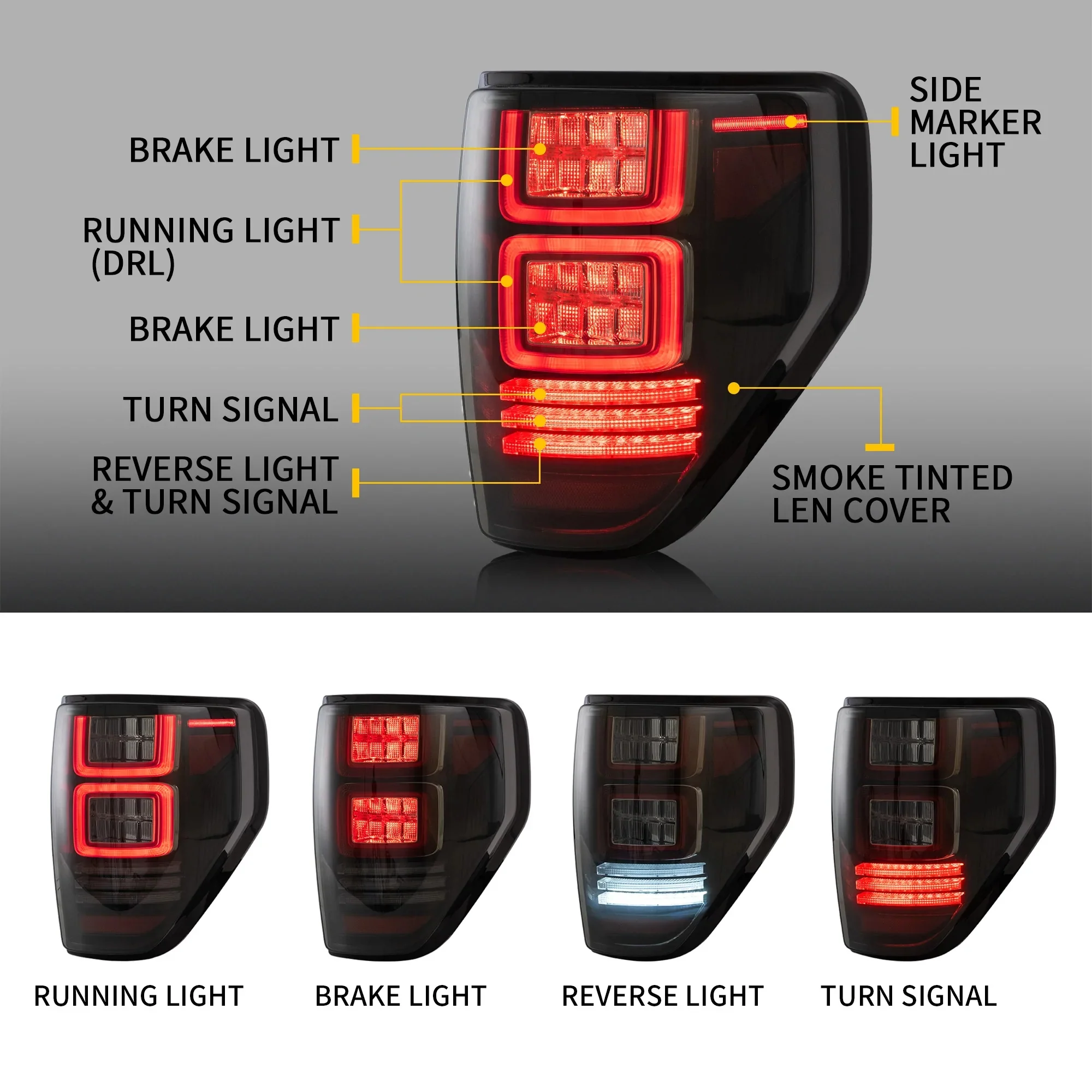 VLAND LED Headlights And Tail lights Assembly Fit for Ford F150 2009-2014 - Image 7