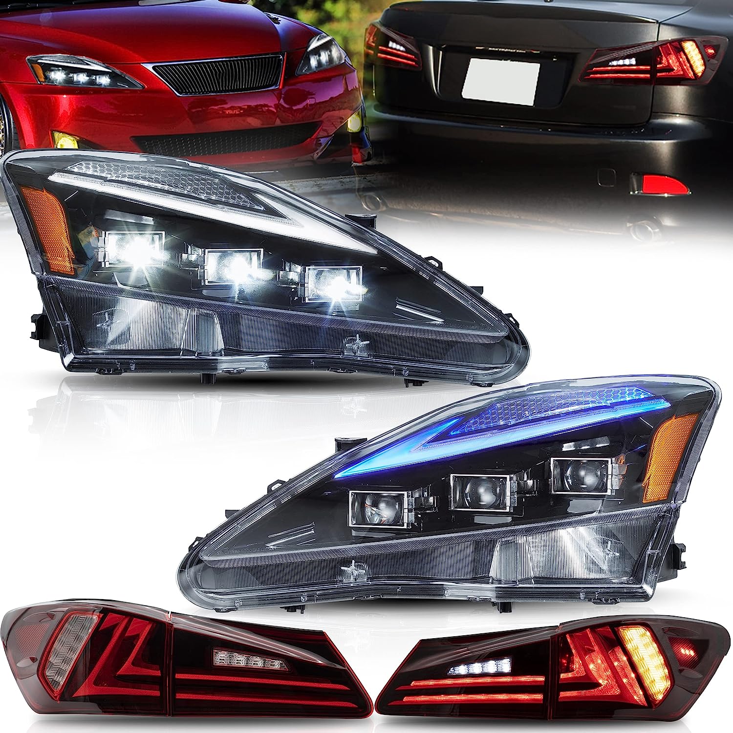 VLAND LED Headlights and Tail Lights For Lexus IS250/IS250C IS350/IS350C IS220d 2006-2012 ISF 2008-2014 With Animation& Blue Breathing - Image 3