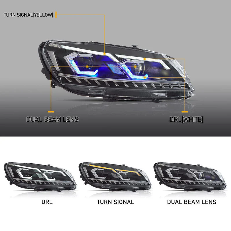 VLAND LED Headlights For Volkswagen 2011-2015 Passat Halogen Model - Image 4