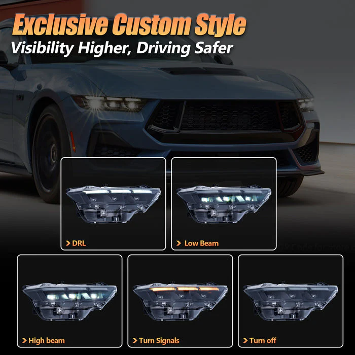 VLAND LED Headlights For 2024 2025 Ford Mustang 7th Gen - Image 5