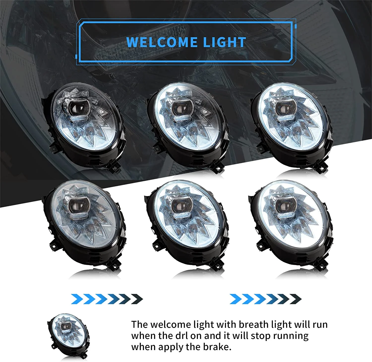 VLAND LED Headlights For BMW Mini Cooper F56 2014-2018 DRL With Animation Function(Not Fit For John Cooper Works/ Superleggera Vision) - Image 3