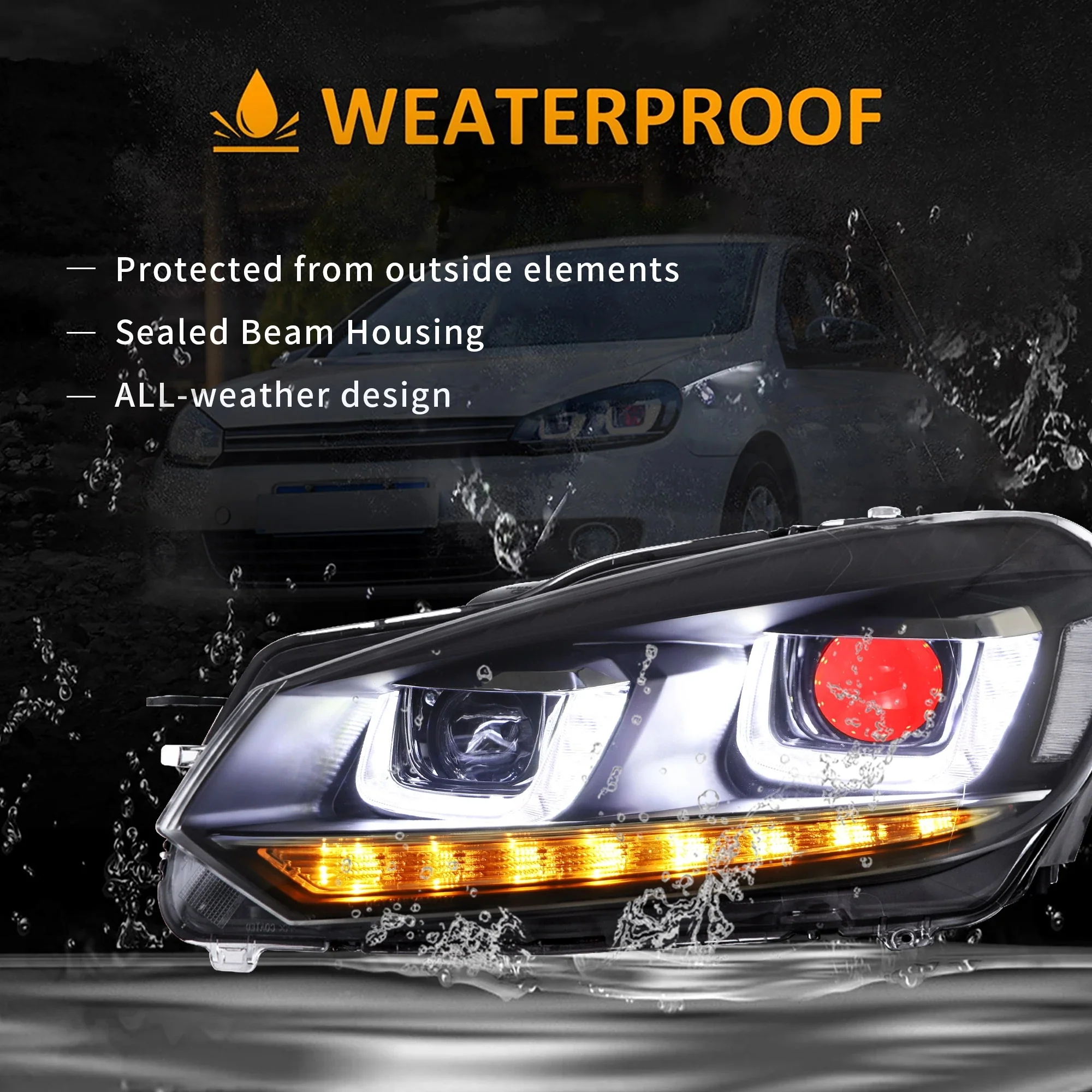 VLAND LED Headlights For Volkswagen Golf MK6 2009-2014(Europe is 2008-2012)with Demon Eyes - Image 10