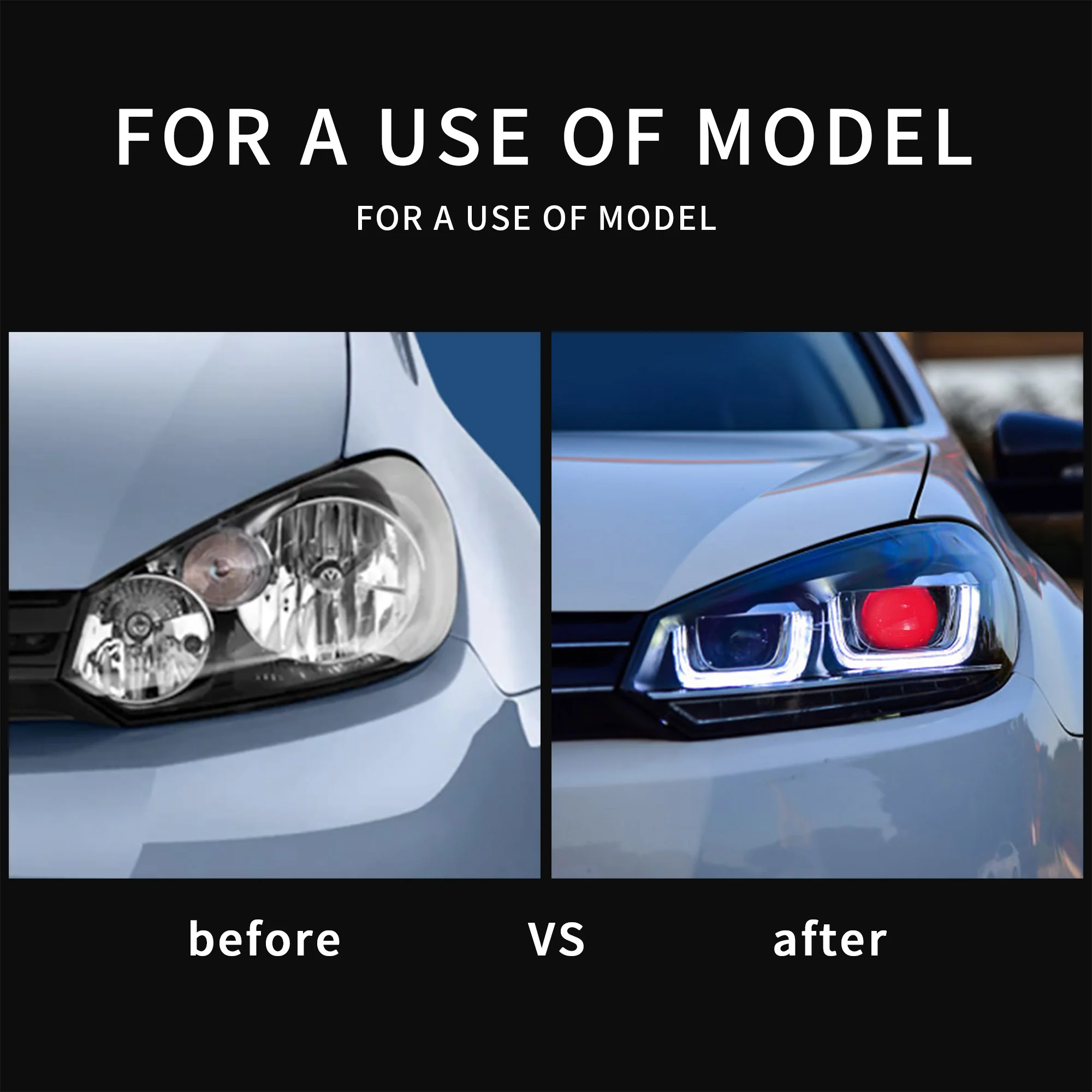 VLAND LED Headlights For Volkswagen Golf MK6 2009-2014(Europe is 2008-2012)with Demon Eyes - Image 11