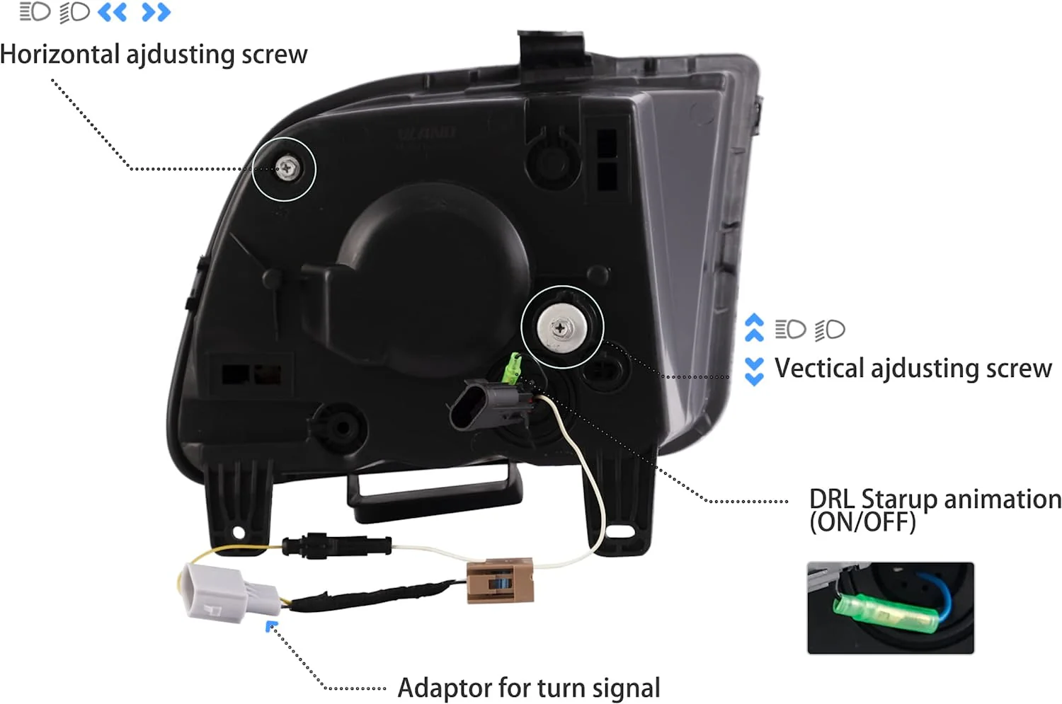 VLAND LED Headlights For Ford Mustang 2005-2009 [NOT Fit Shelby GT500 / GT500KR Models] - Image 5