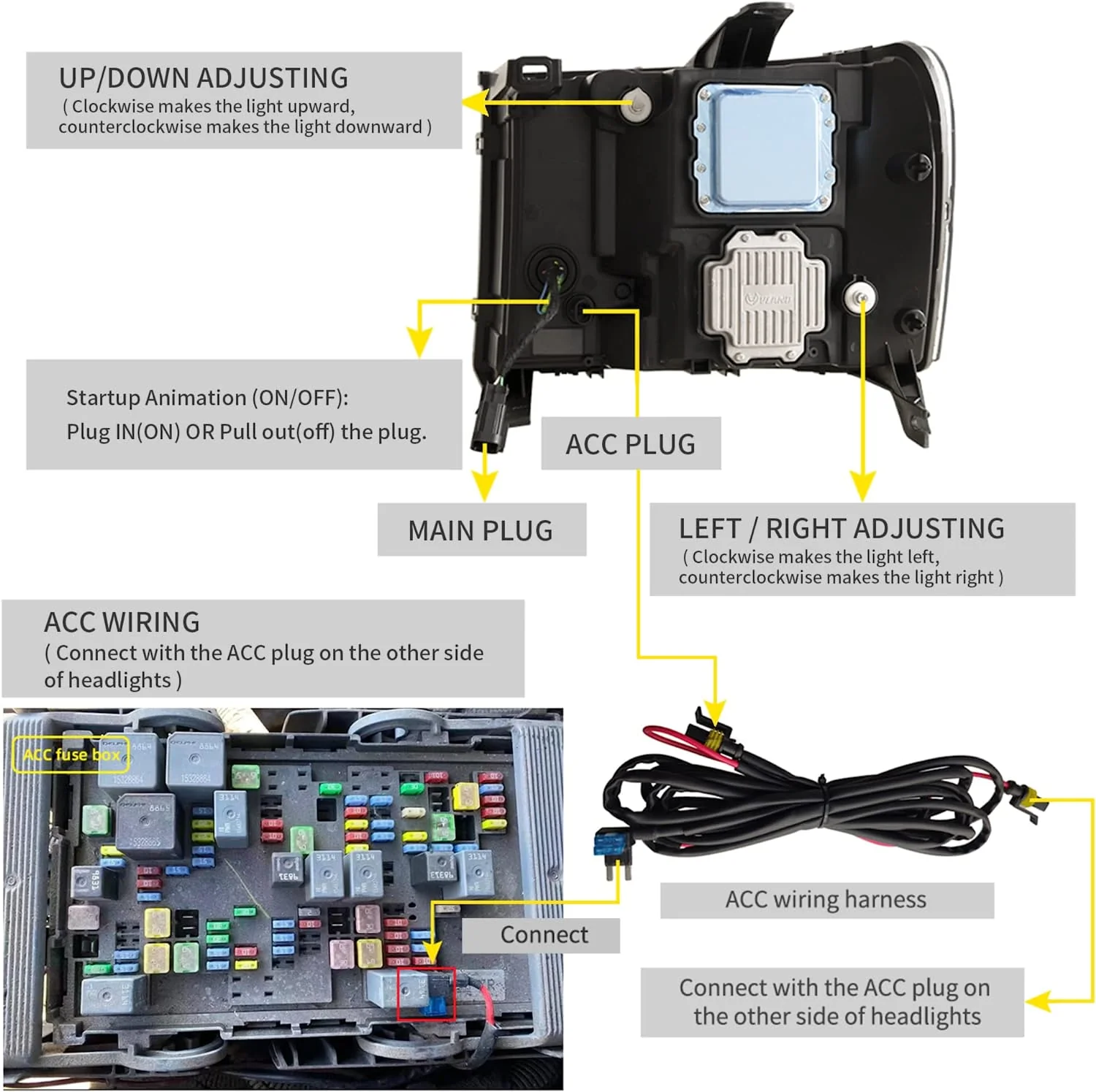 VLAND LED Projector Headlights For 2007-2013 GMC Sierra 1500 2500HD 3500HD With Dynamic DRL - Image 5