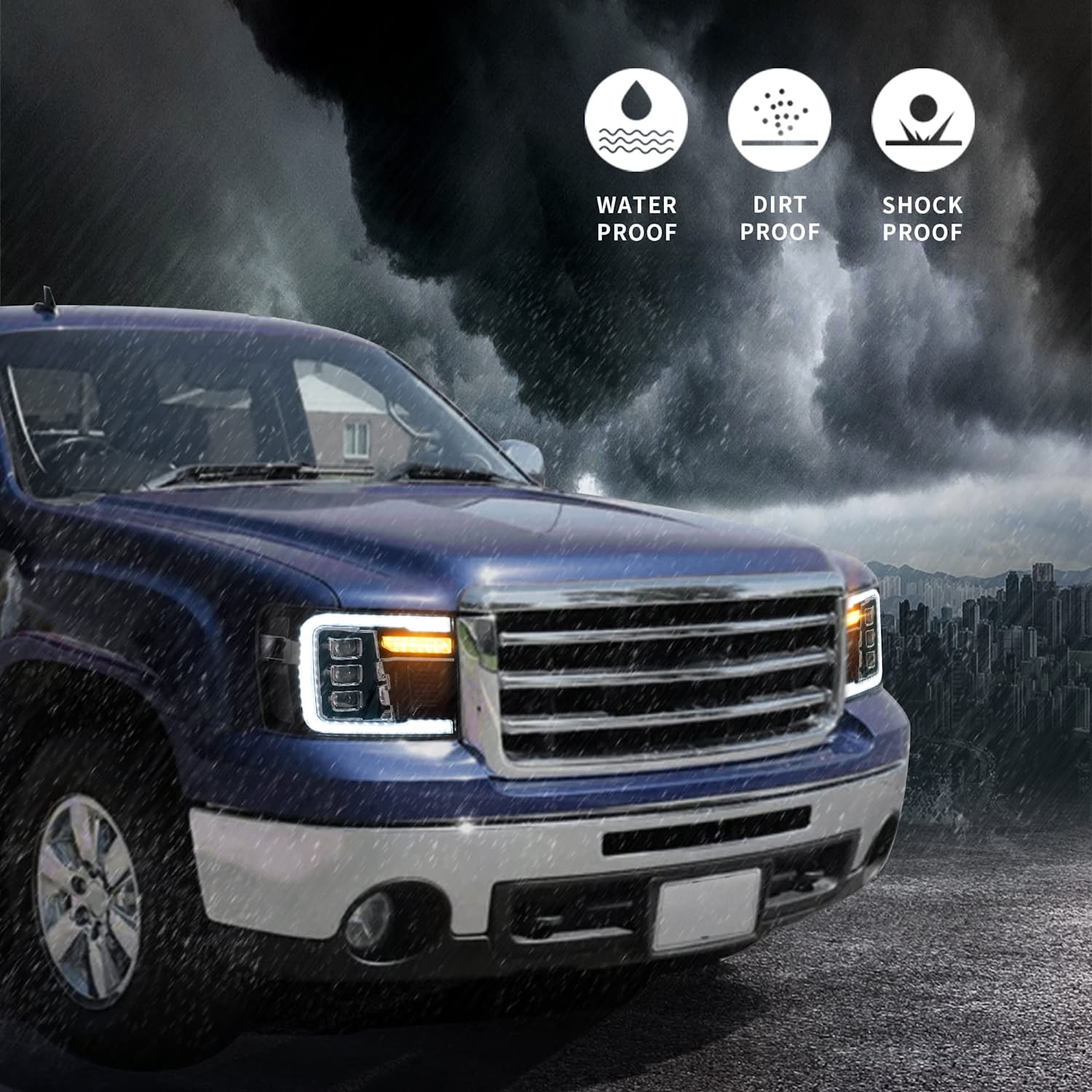 VLAND LED Projector Headlights For 2007-2013 GMC Sierra 1500 2500HD 3500HD With Dynamic DRL - Image 8