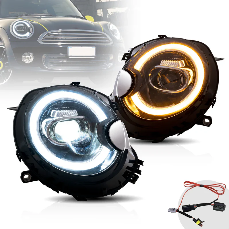 VLAND LED Projector Headlights For BMW Mini Cooper 2007-2013 R55 R56 R57 R58 R59 With Dynamic Animation