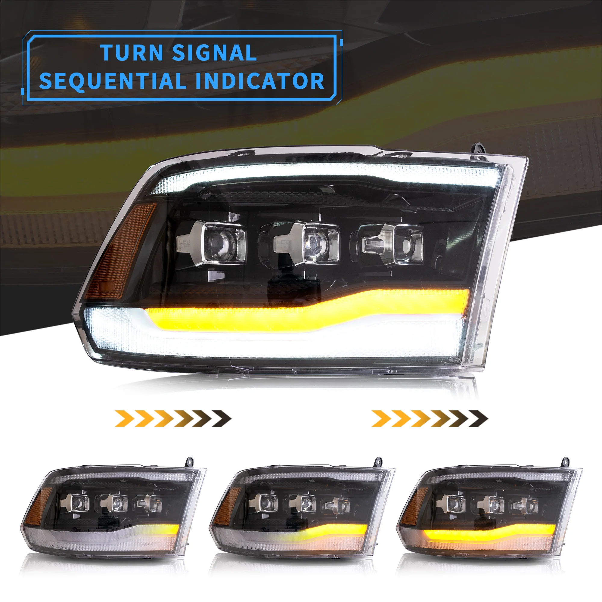 VLAND LED Projector Headlights For Dodge Ram 1500/2500/3500 2009-2018/Ram 1500 Classic 2019-2021 - Image 4