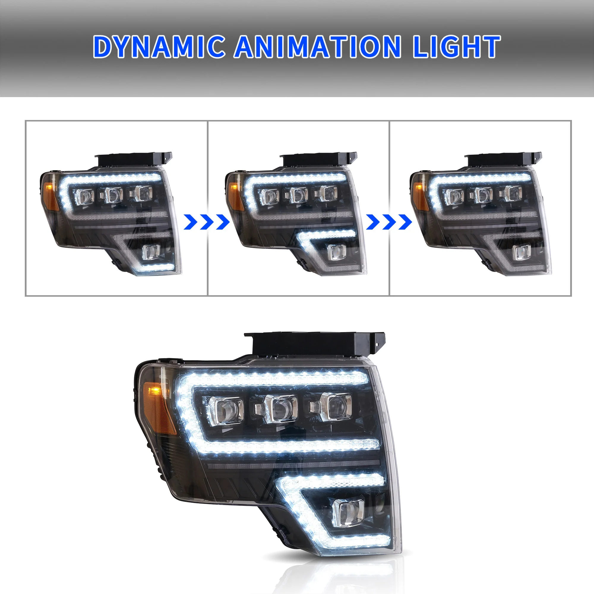 VLAND LED Projector Headlights For Ford F150 2009-2014 with Dynamic DRL - Image 6