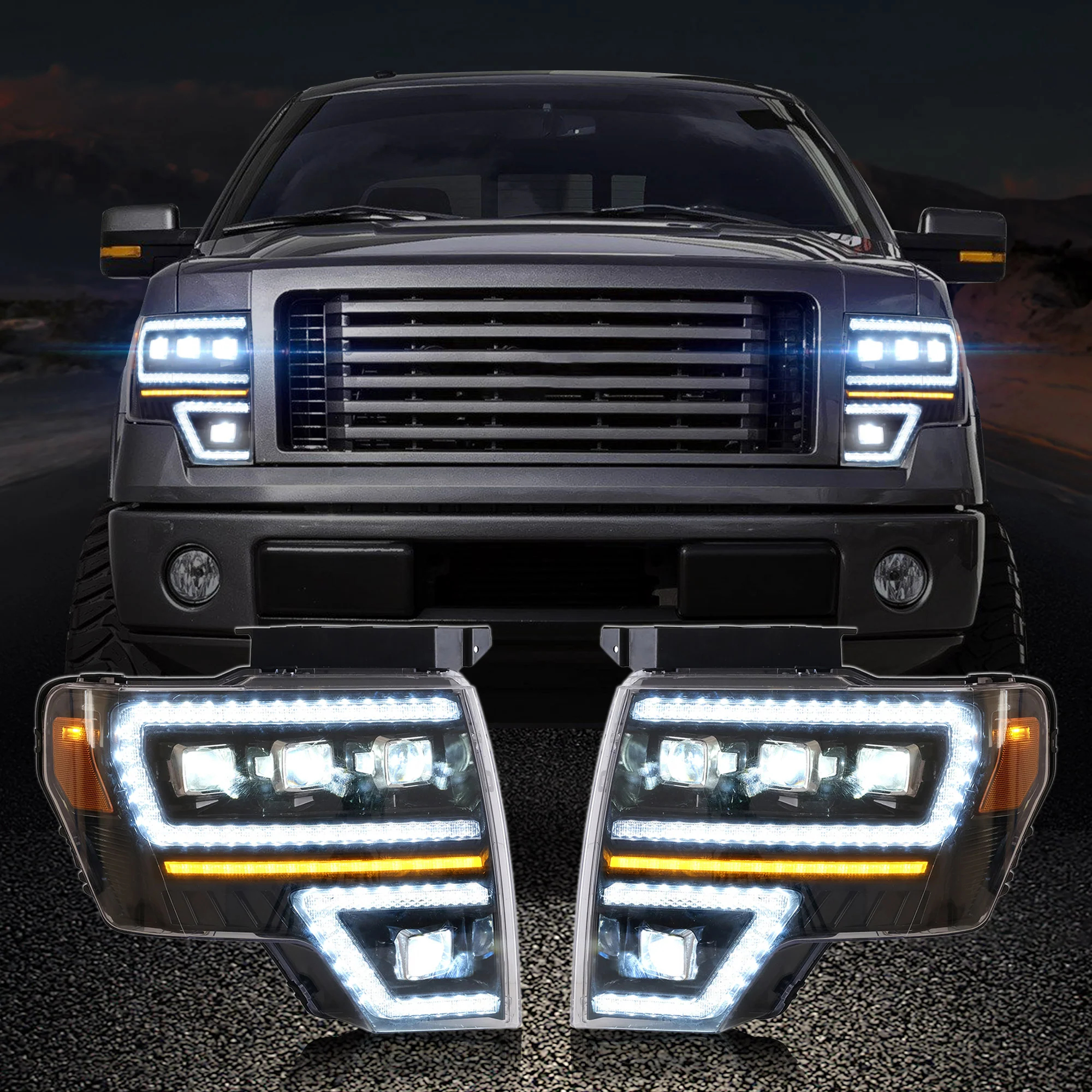 VLAND LED Projector Headlights For Ford F150 2009-2014 with Dynamic DRL - Image 9