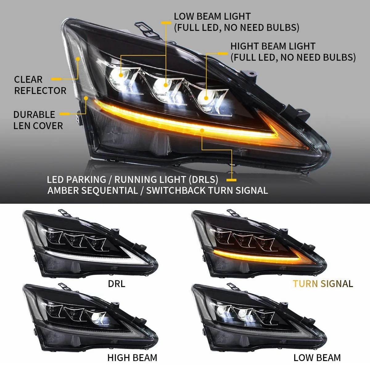 VLAND LED Headlights For 2006-2013 Lexus is250 is350 isf - Image 3