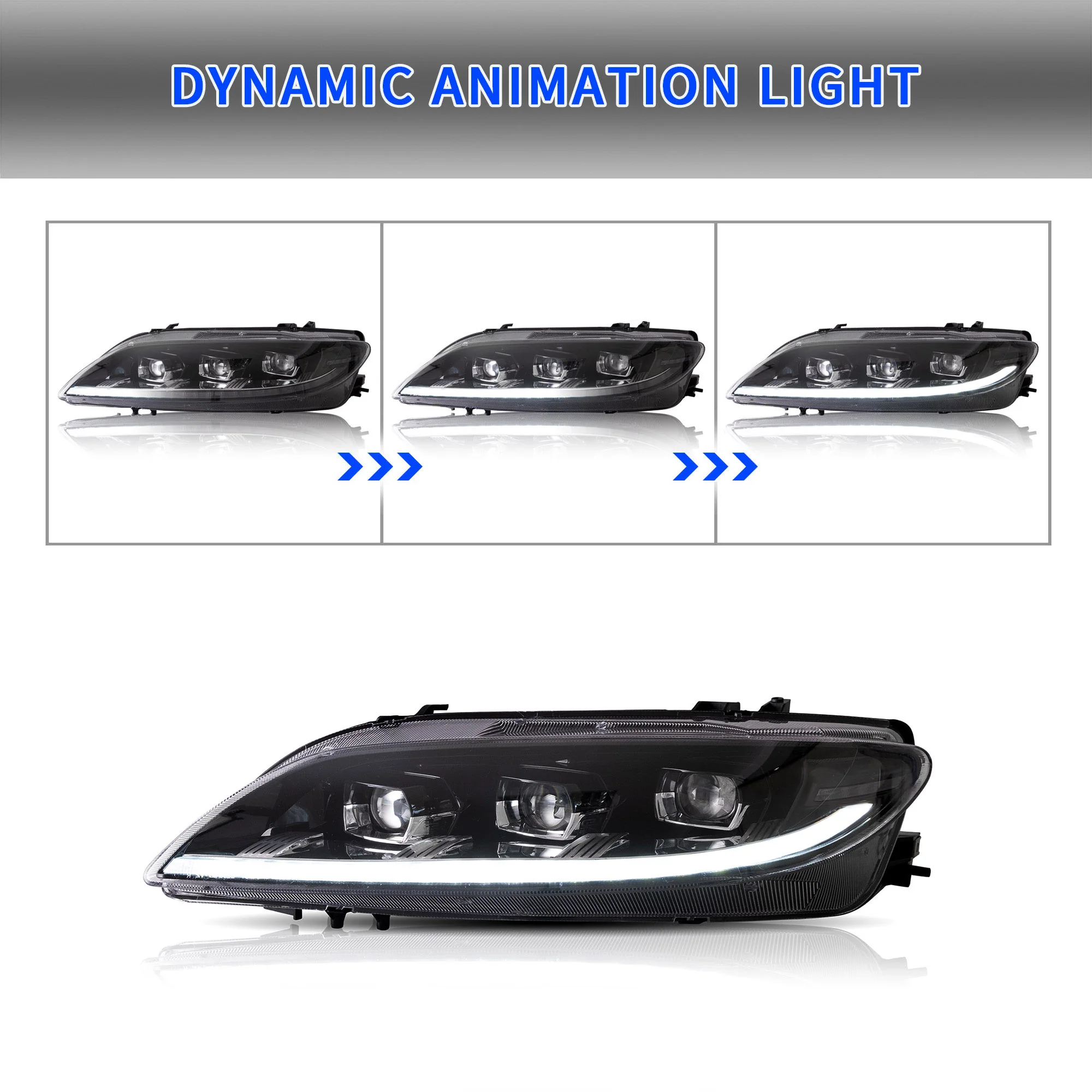 VLAND Dual Beam LED Projector Headlights For Mazda 6 2003-2008 - Image 4